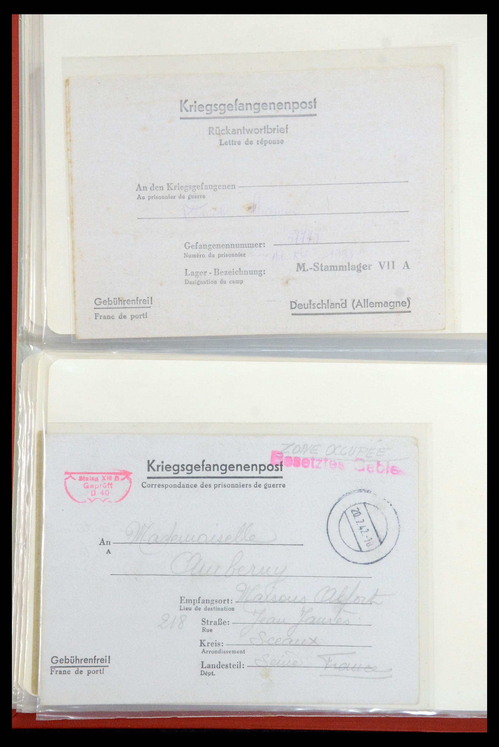 35599 010 - Postzegelverzameling 35599 Duitsland krijgsgevangenen kaarten 1940-19