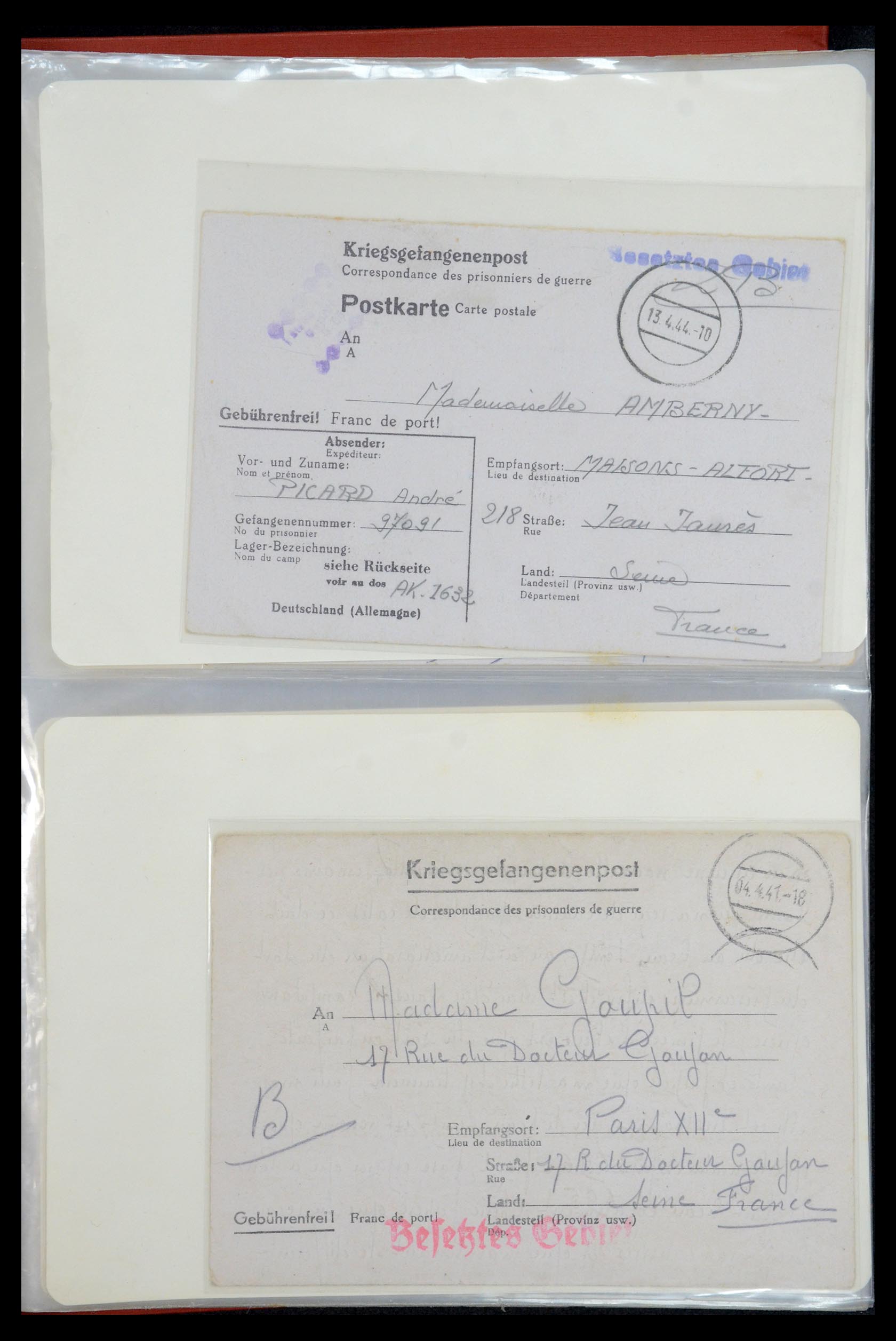 35599 011 - Stamp Collection 35599 Germany prisoner of war cards 1940-1944.