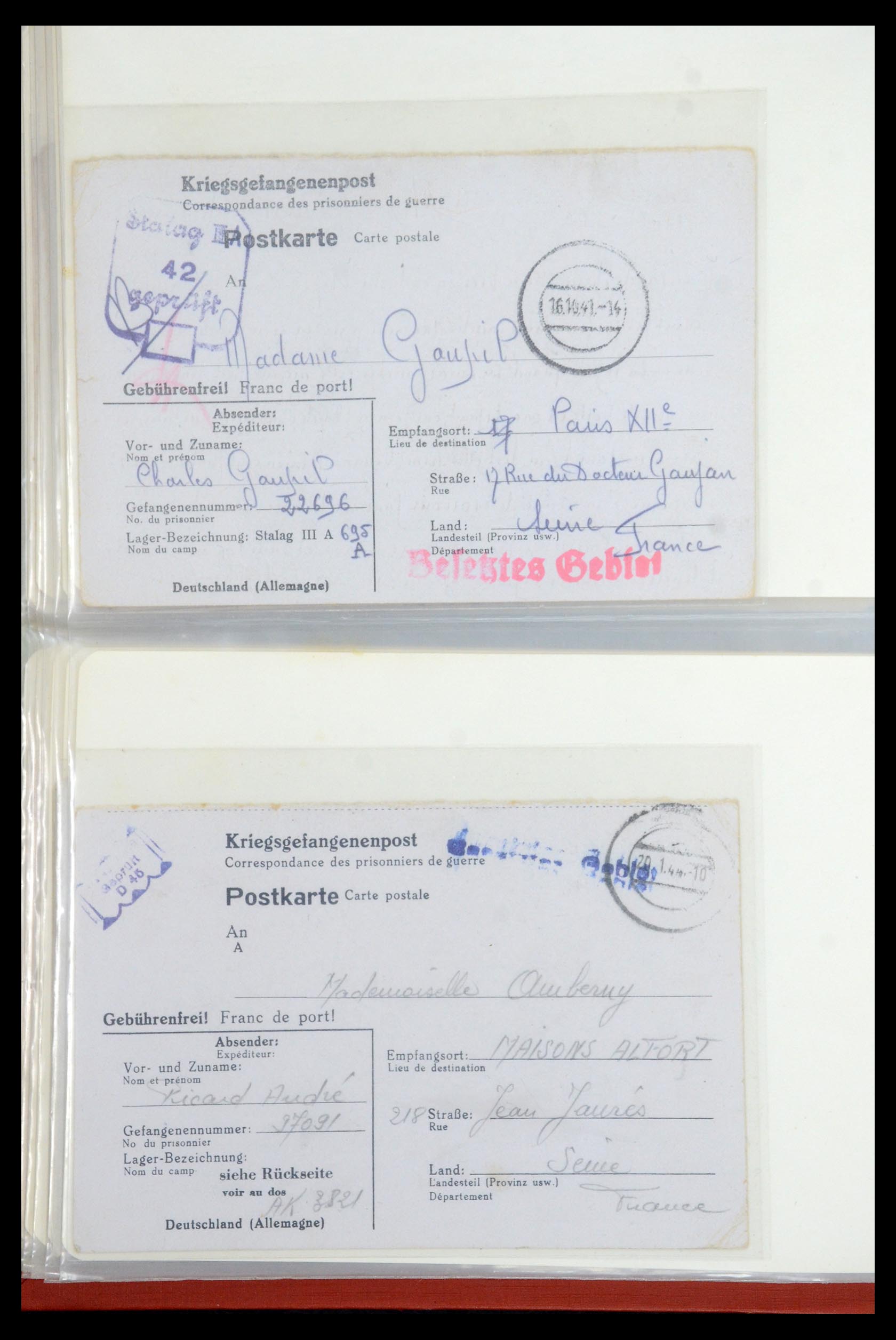 35599 012 - Postzegelverzameling 35599 Duitsland krijgsgevangenen kaarten 1940-19