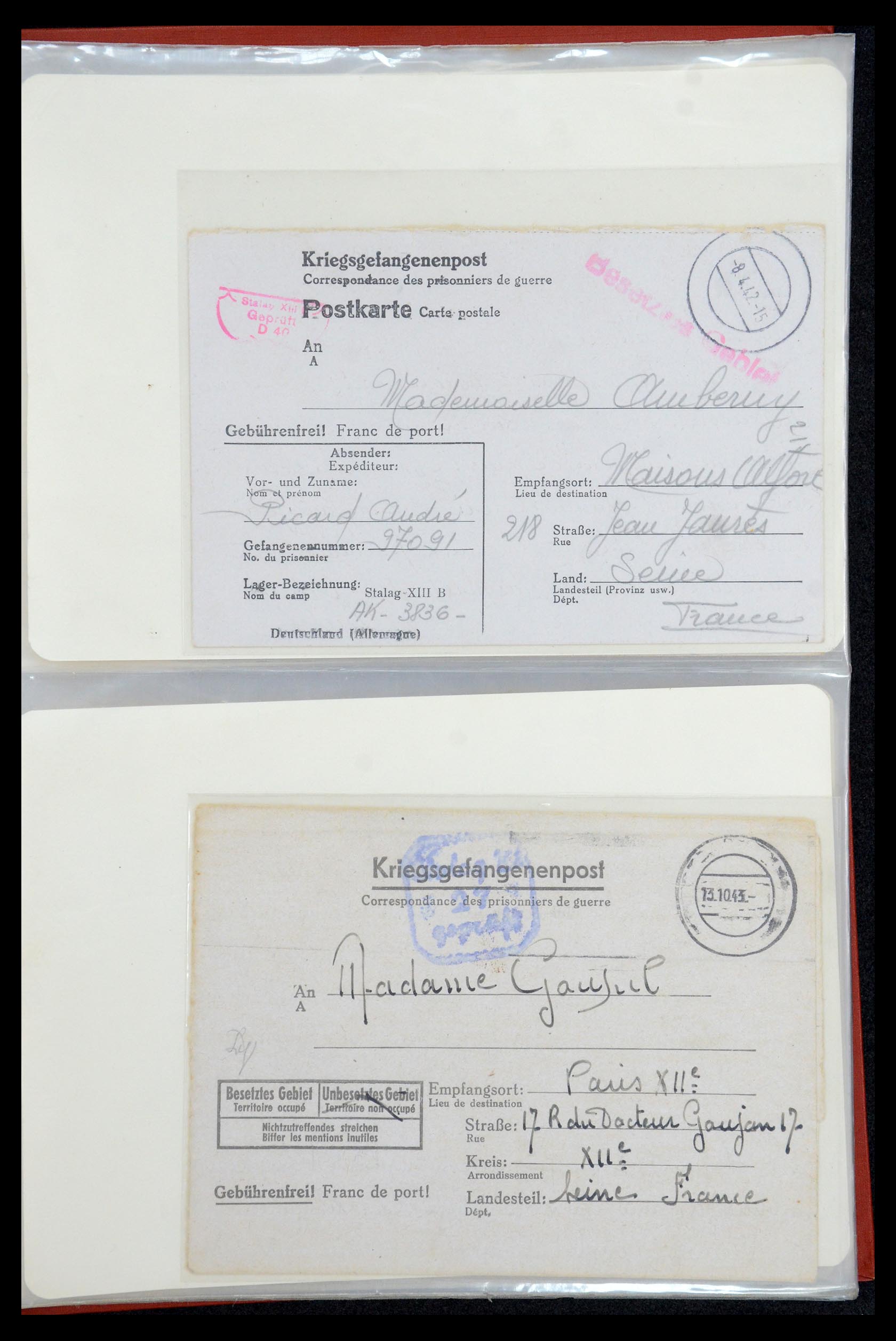 35599 013 - Postzegelverzameling 35599 Duitsland krijgsgevangenen kaarten 1940-19