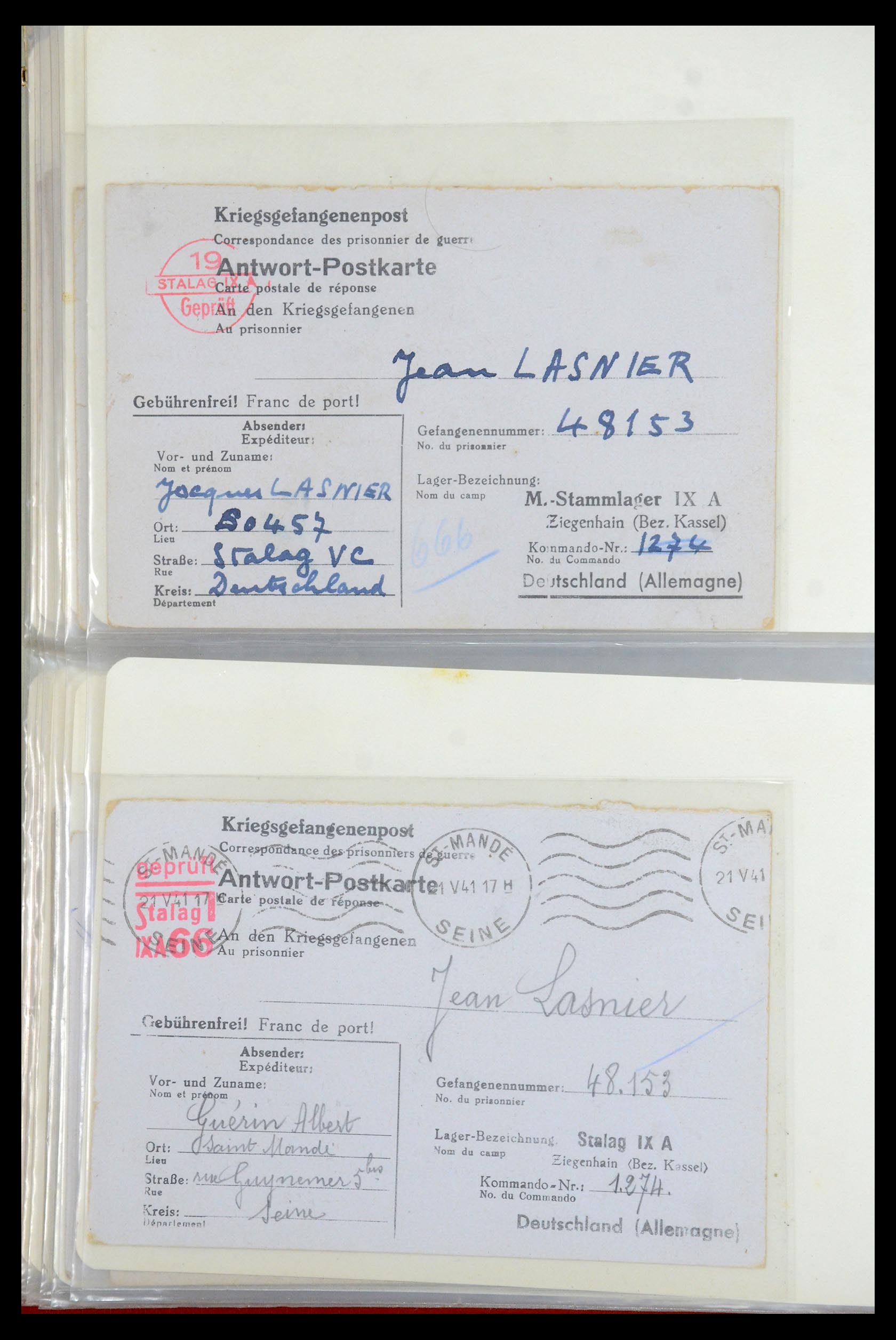 35599 014 - Postzegelverzameling 35599 Duitsland krijgsgevangenen kaarten 1940-19