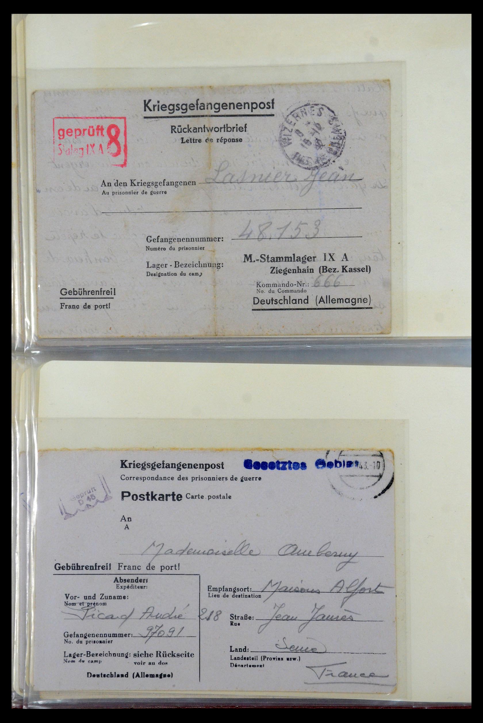 35599 016 - Postzegelverzameling 35599 Duitsland krijgsgevangenen kaarten 1940-19
