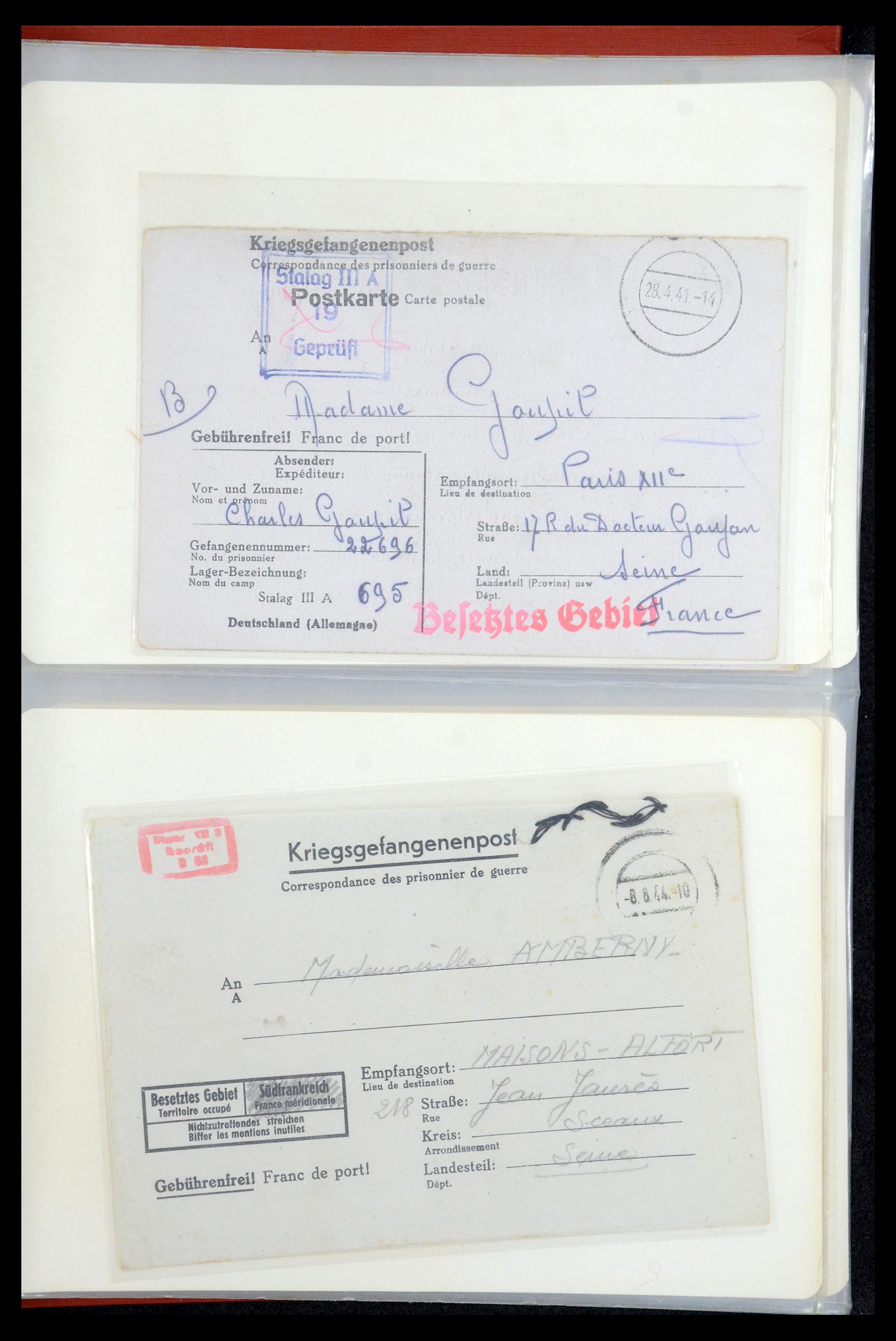 35599 017 - Postzegelverzameling 35599 Duitsland krijgsgevangenen kaarten 1940-19