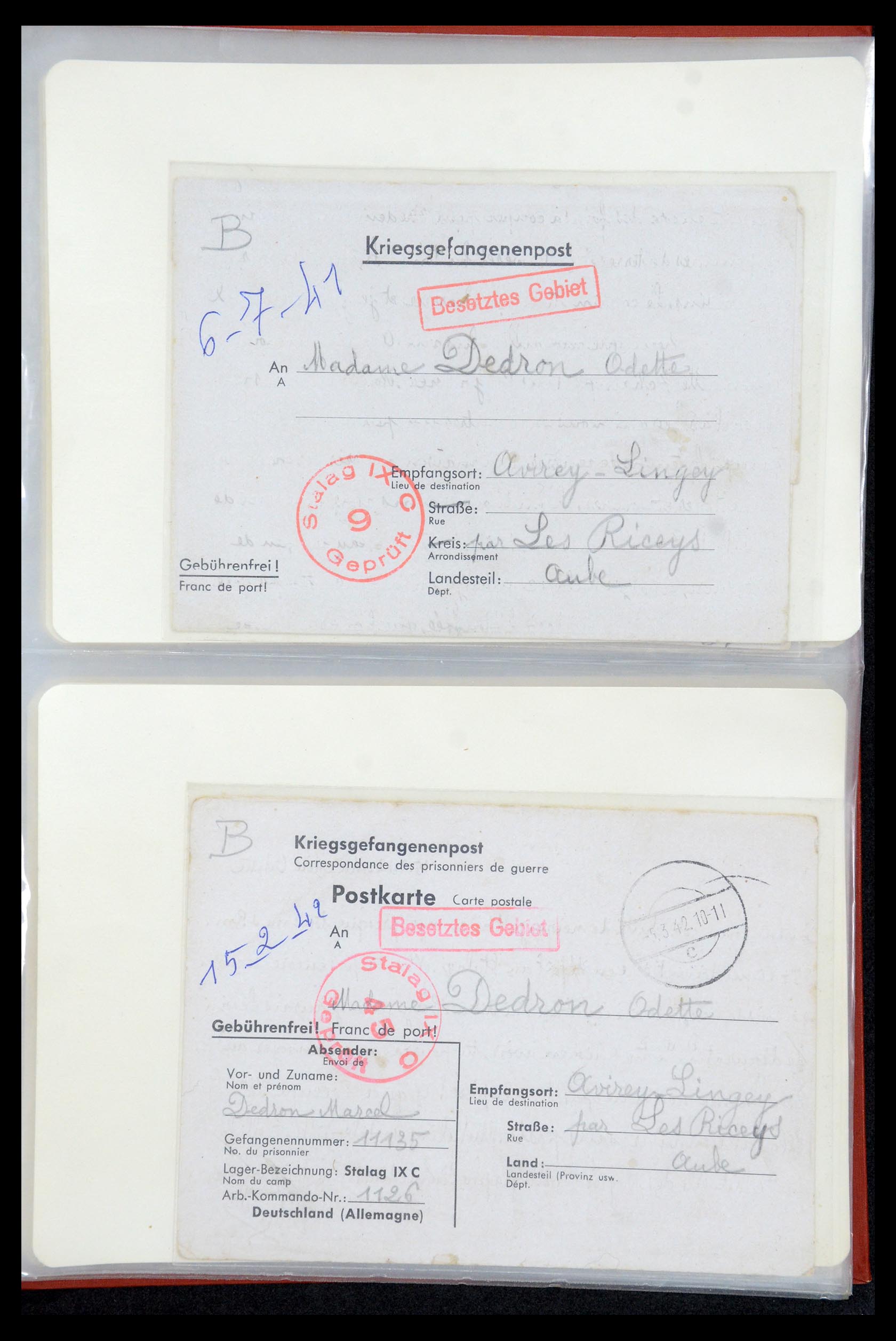 35599 021 - Postzegelverzameling 35599 Duitsland krijgsgevangenen kaarten 1940-19
