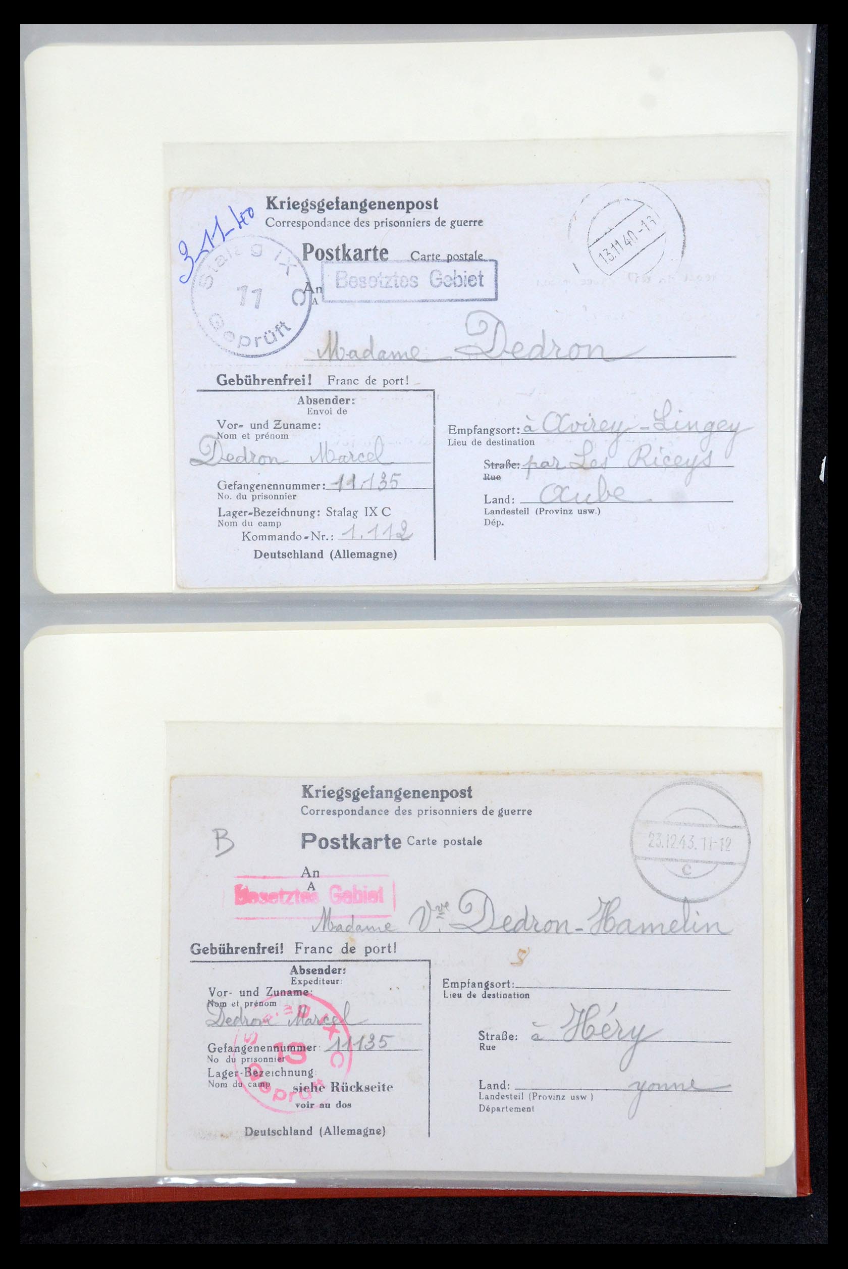 35599 025 - Postzegelverzameling 35599 Duitsland krijgsgevangenen kaarten 1940-19