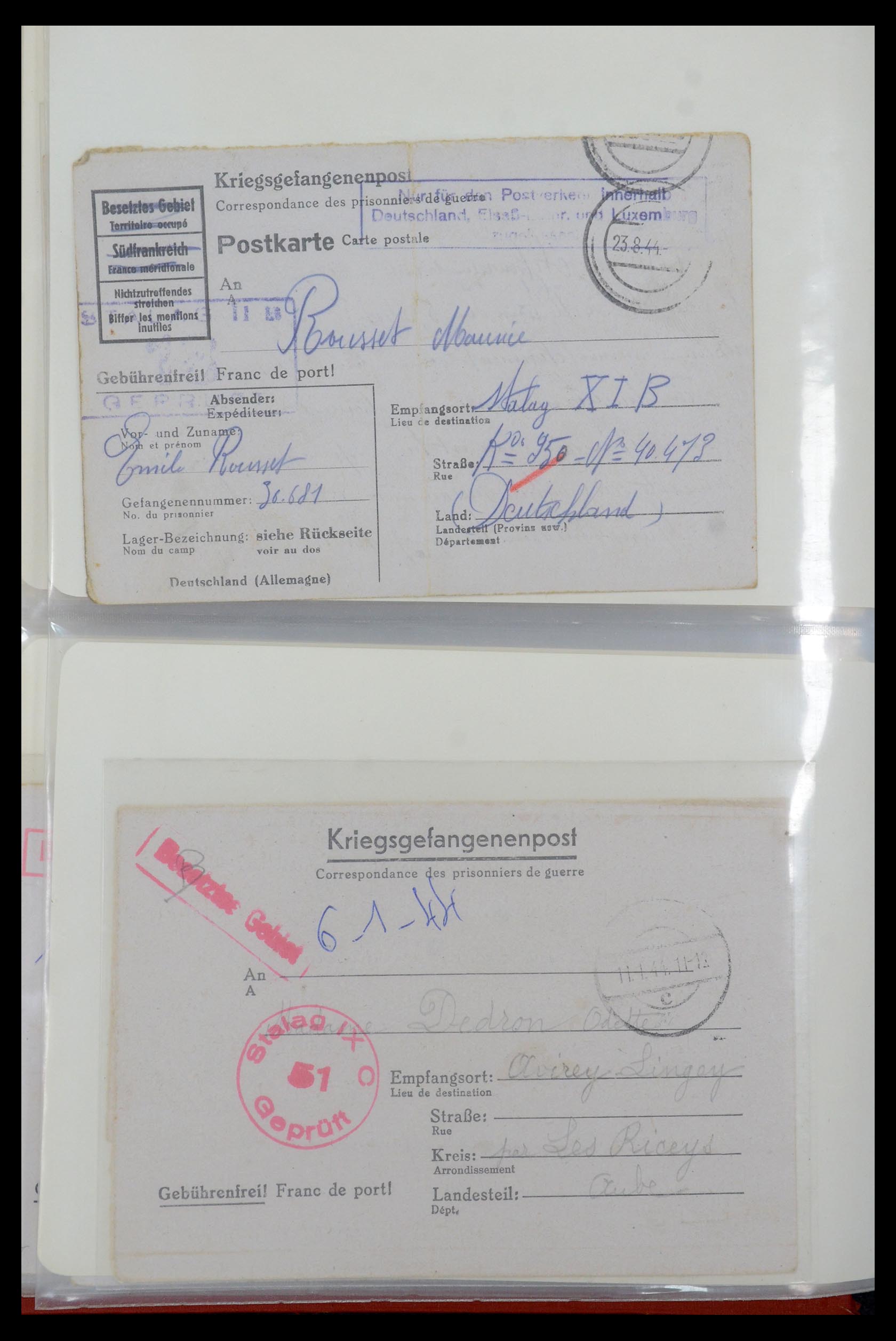 35599 026 - Postzegelverzameling 35599 Duitsland krijgsgevangenen kaarten 1940-19