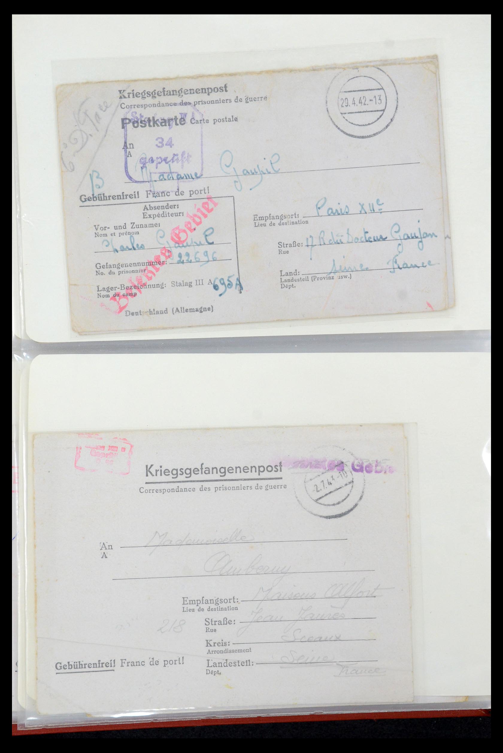 35599 028 - Postzegelverzameling 35599 Duitsland krijgsgevangenen kaarten 1940-19