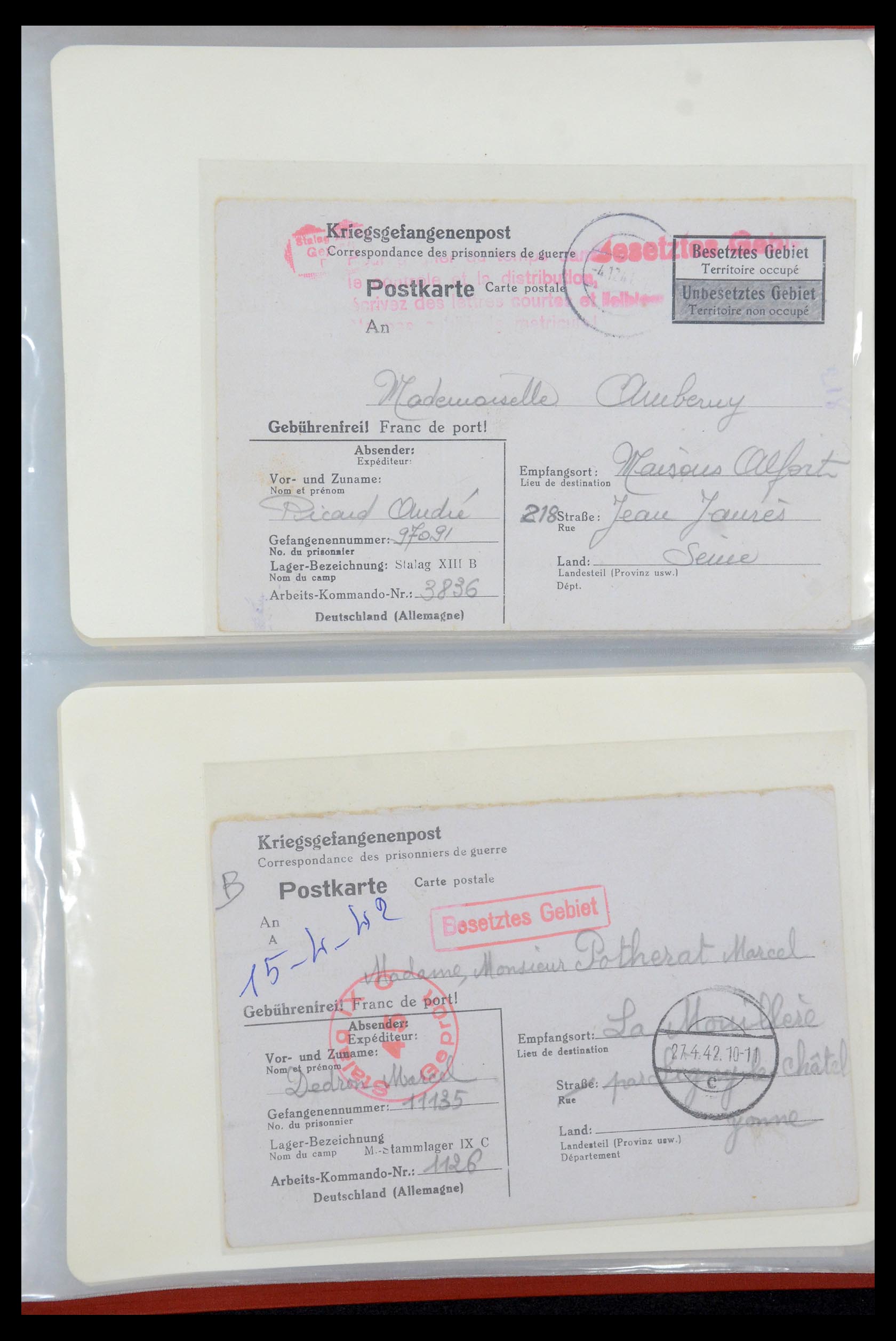 35599 029 - Postzegelverzameling 35599 Duitsland krijgsgevangenen kaarten 1940-19