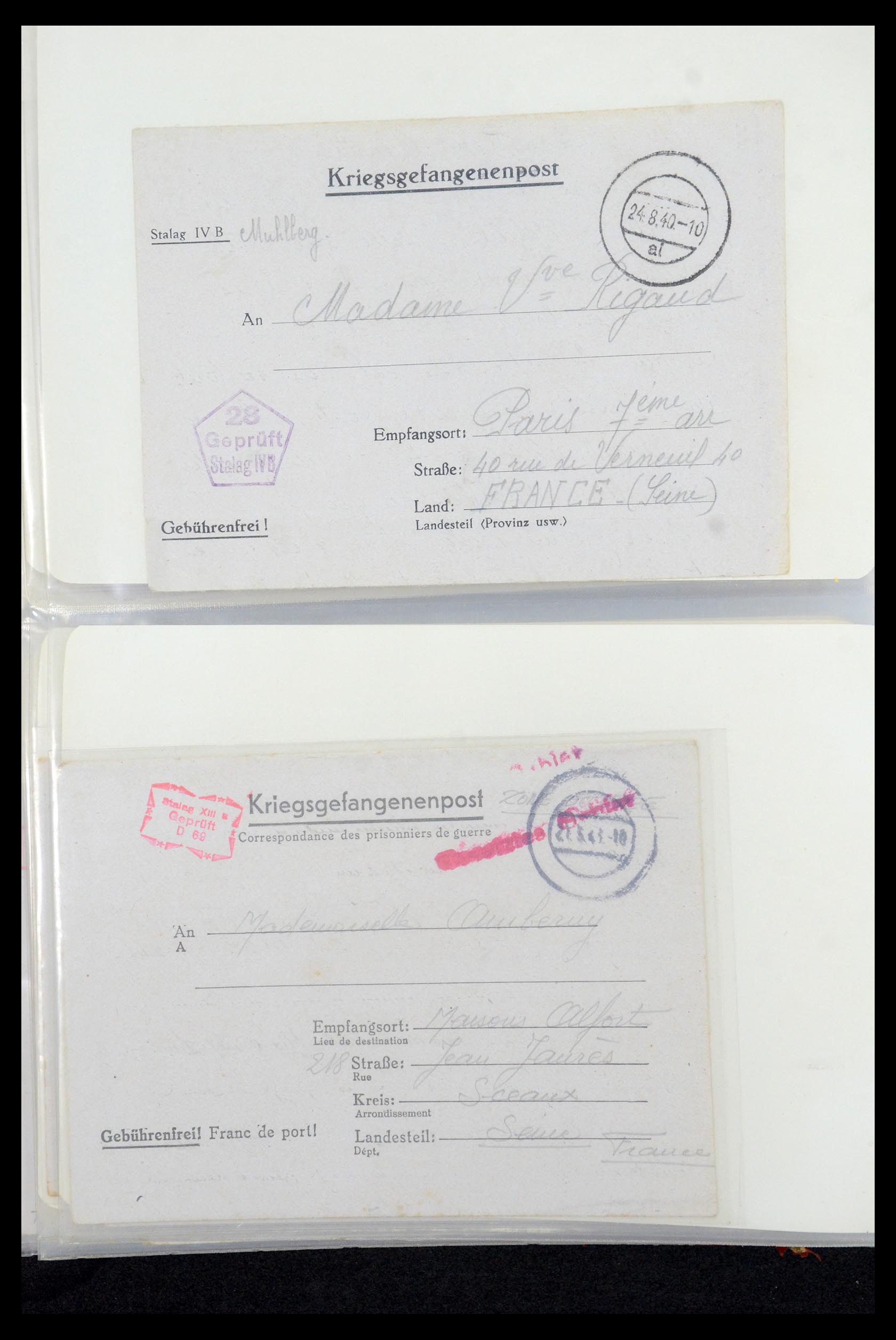 35599 032 - Postzegelverzameling 35599 Duitsland krijgsgevangenen kaarten 1940-19