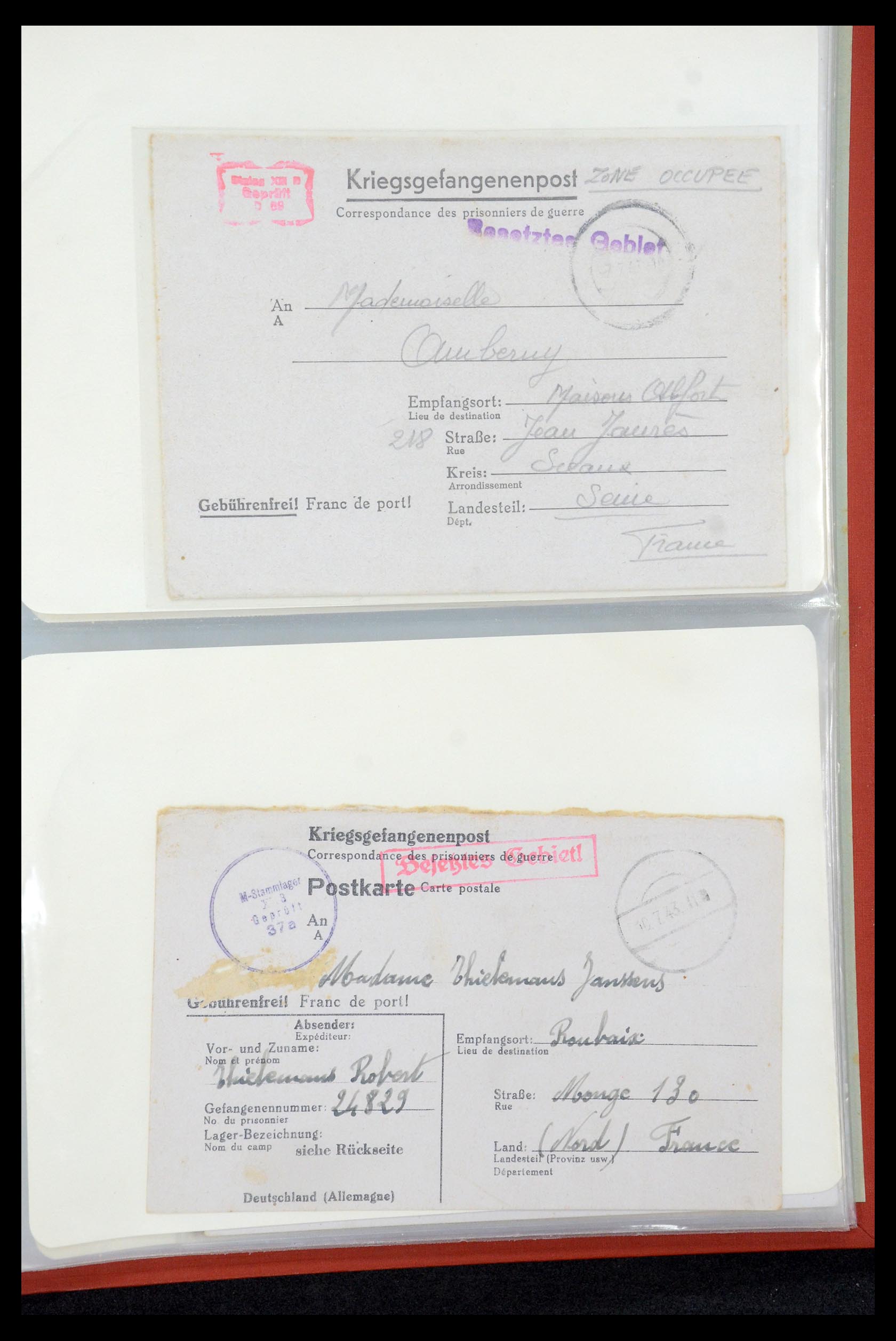 35599 033 - Postzegelverzameling 35599 Duitsland krijgsgevangenen kaarten 1940-19