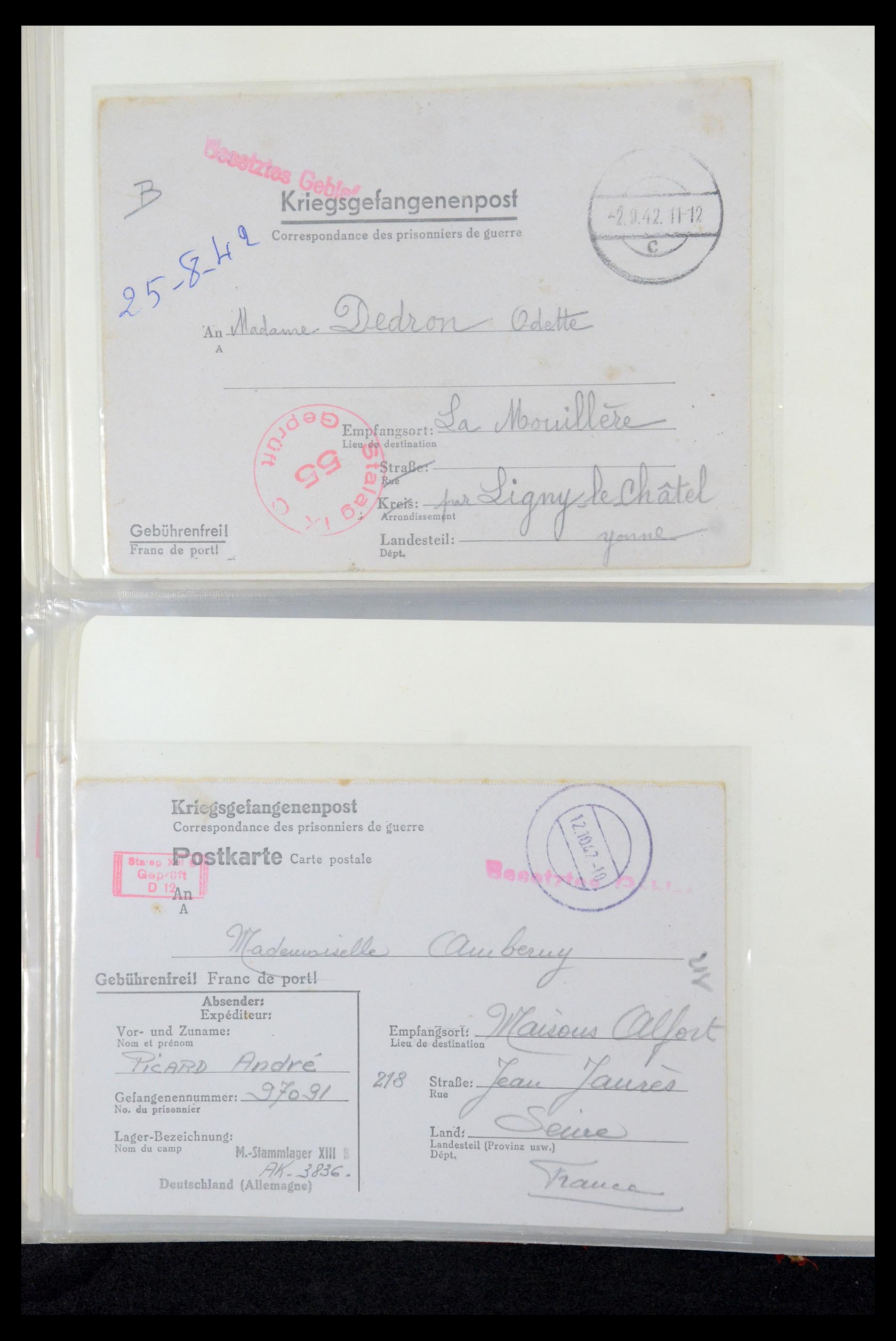 35599 034 - Postzegelverzameling 35599 Duitsland krijgsgevangenen kaarten 1940-19