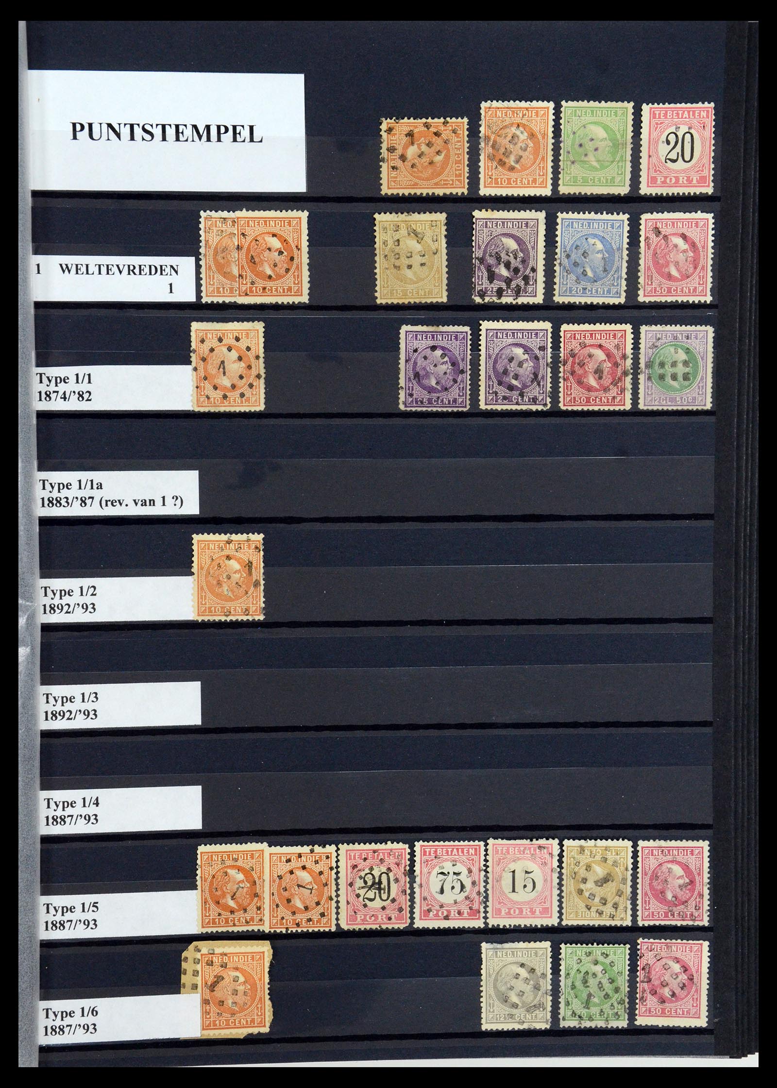 35602 003 - Postzegelverzameling 35602 Nederlands Indië puntstempels.