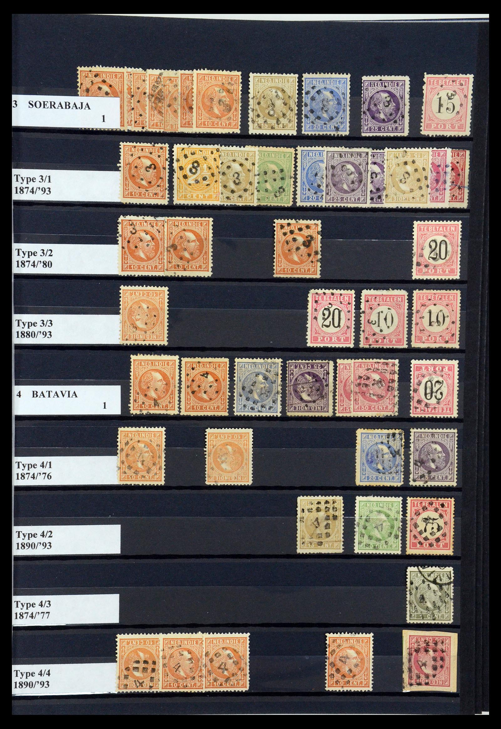 35602 005 - Stamp Collection 35602 Dutch east Indies numeral cancels.