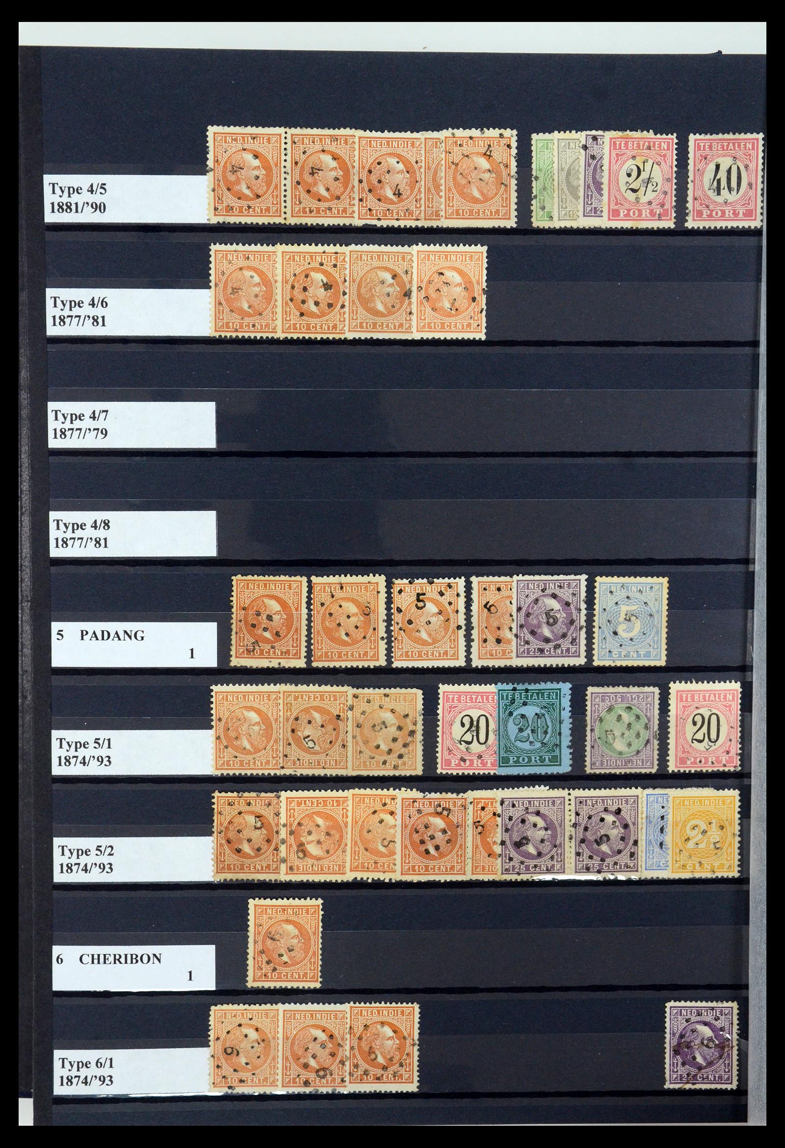 35602 006 - Stamp Collection 35602 Dutch east Indies numeral cancels.
