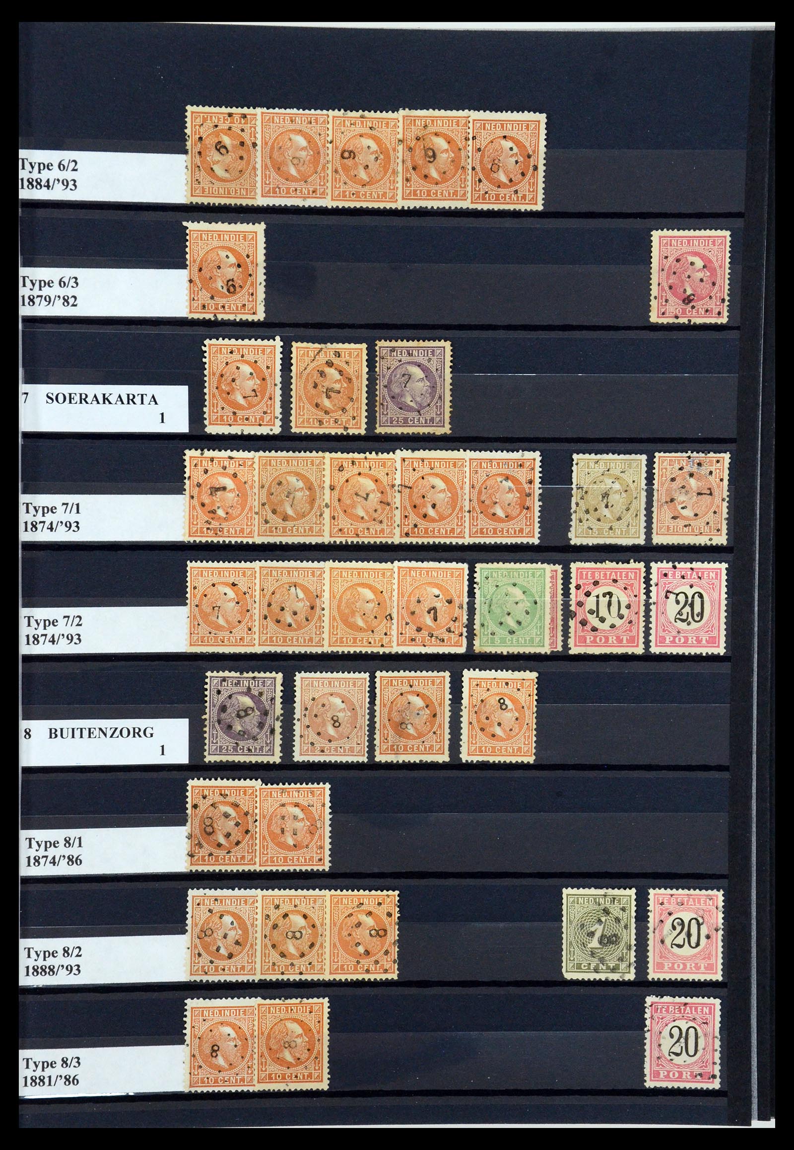 35602 007 - Stamp Collection 35602 Dutch east Indies numeral cancels.