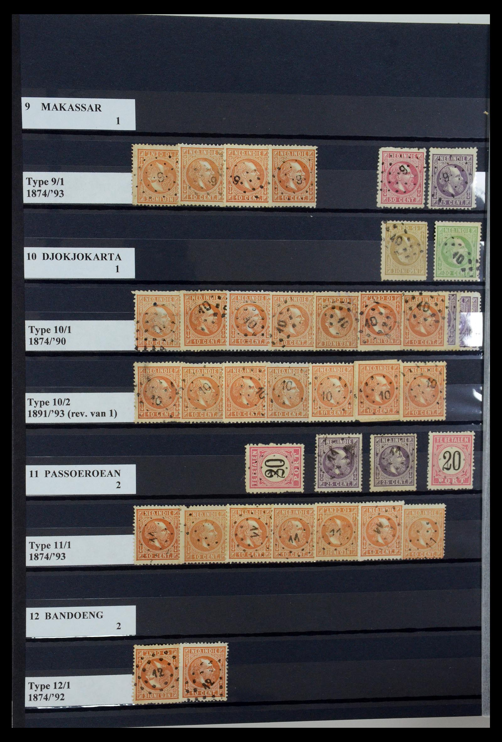 35602 008 - Stamp Collection 35602 Dutch east Indies numeral cancels.