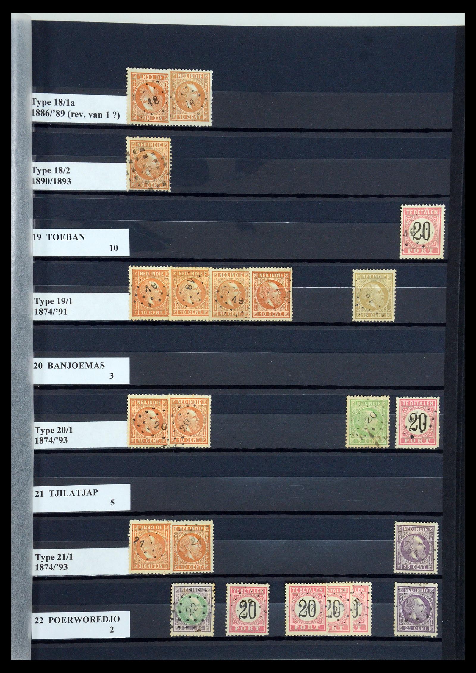 35602 011 - Stamp Collection 35602 Dutch east Indies numeral cancels.