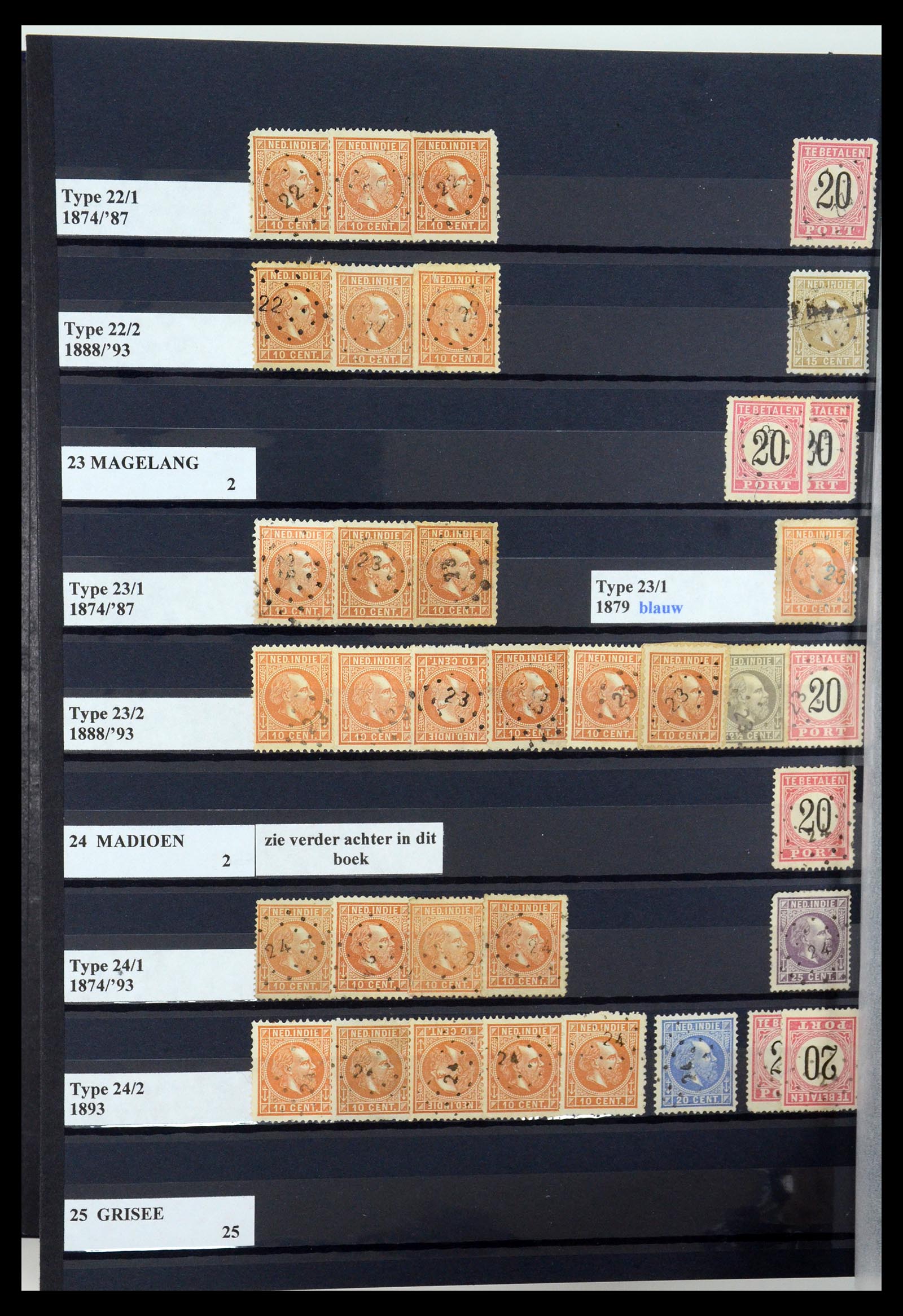35602 012 - Stamp Collection 35602 Dutch east Indies numeral cancels.