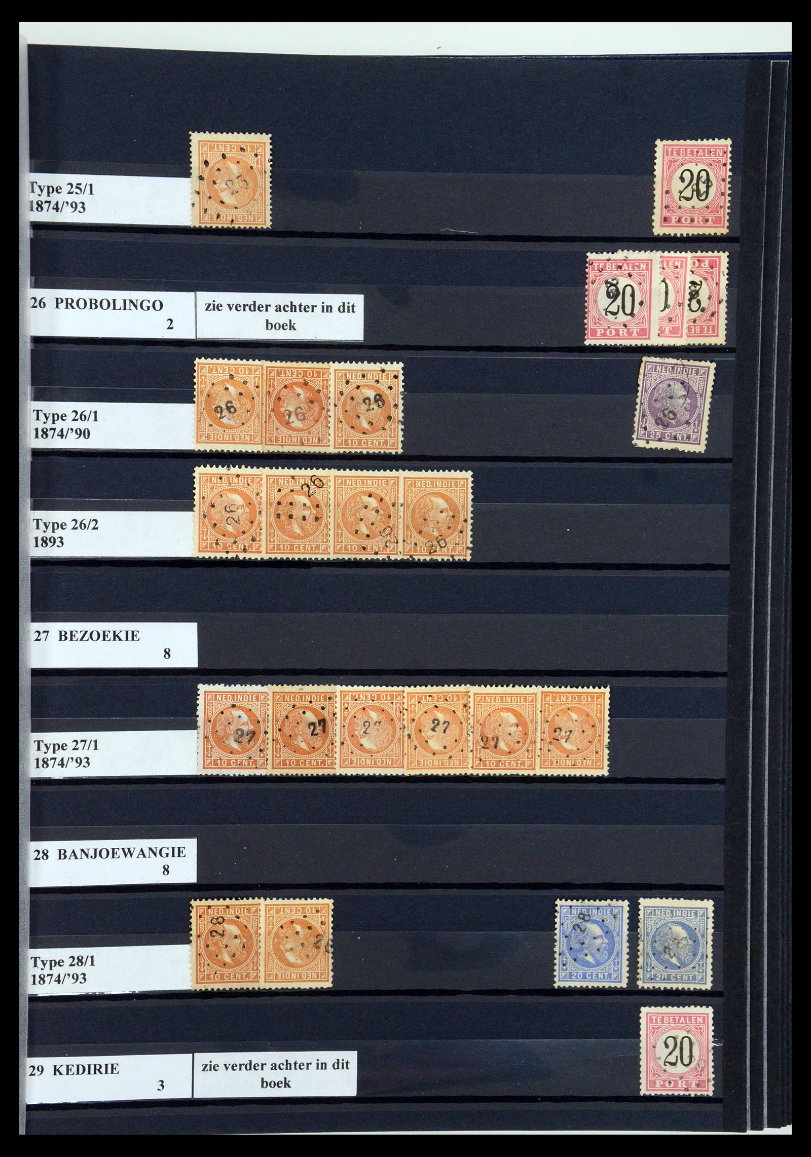 35602 013 - Postzegelverzameling 35602 Nederlands Indië puntstempels.