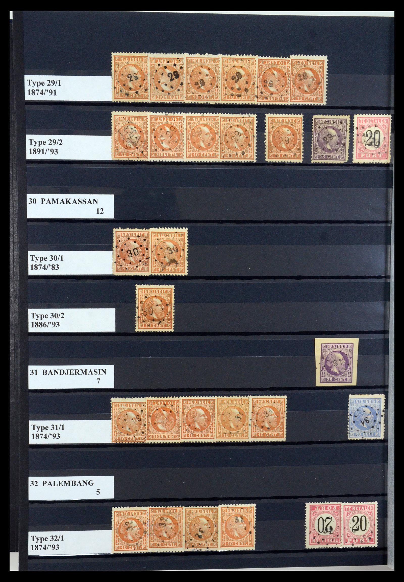 35602 014 - Stamp Collection 35602 Dutch east Indies numeral cancels.