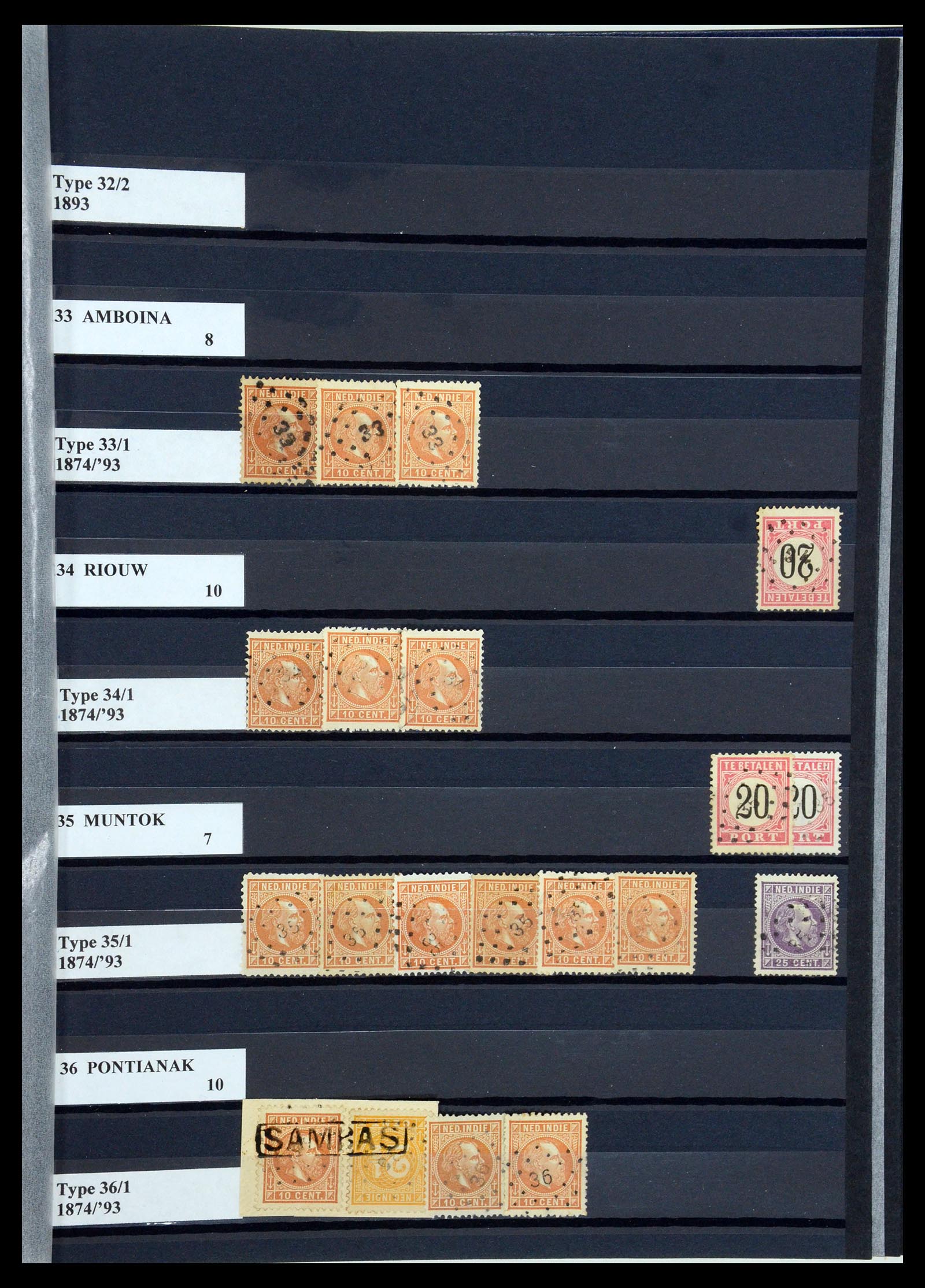 35602 015 - Stamp Collection 35602 Dutch east Indies numeral cancels.