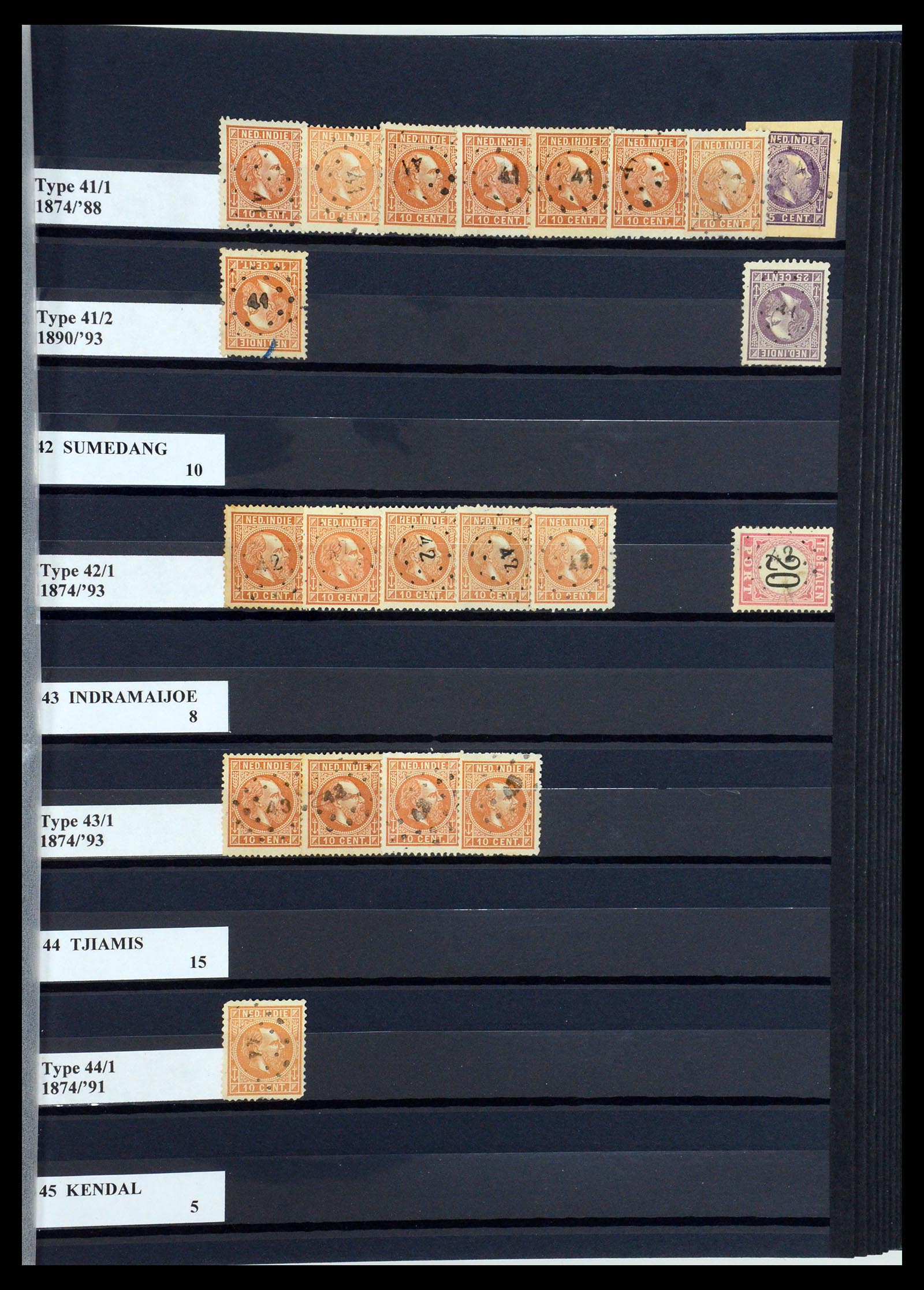 35602 017 - Stamp Collection 35602 Dutch east Indies numeral cancels.