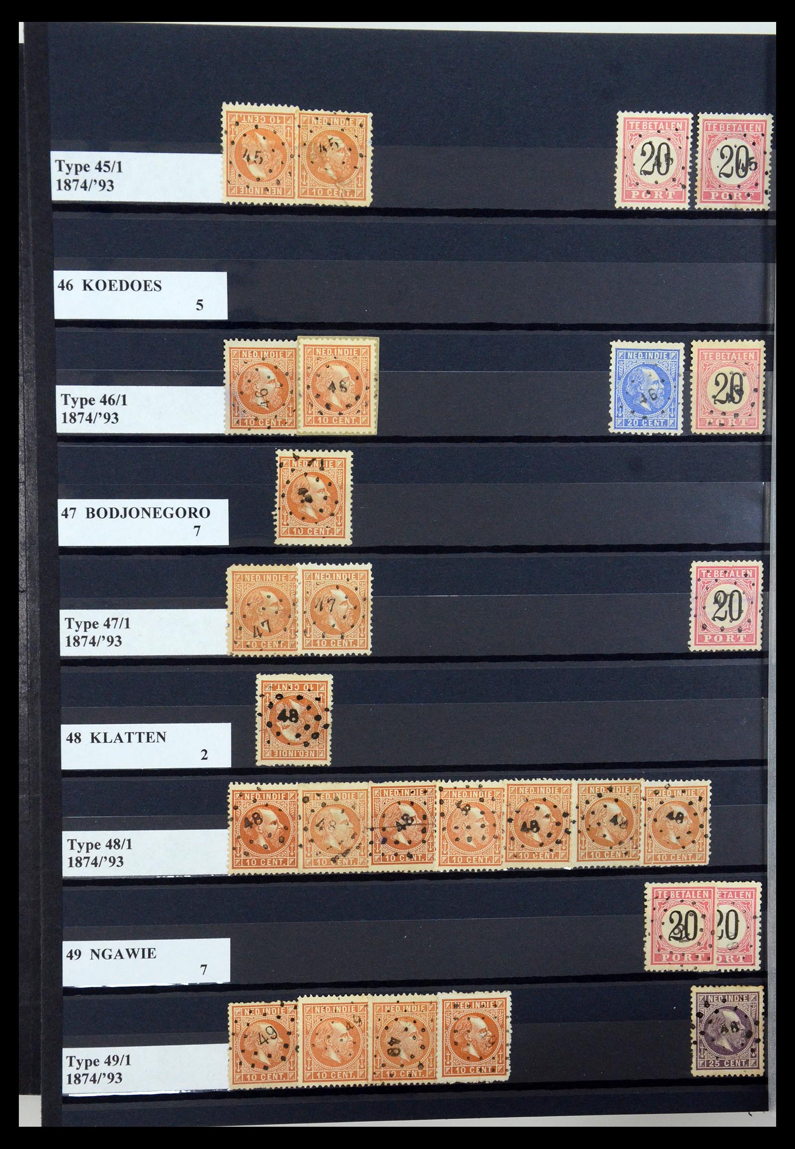 35602 018 - Stamp Collection 35602 Dutch east Indies numeral cancels.