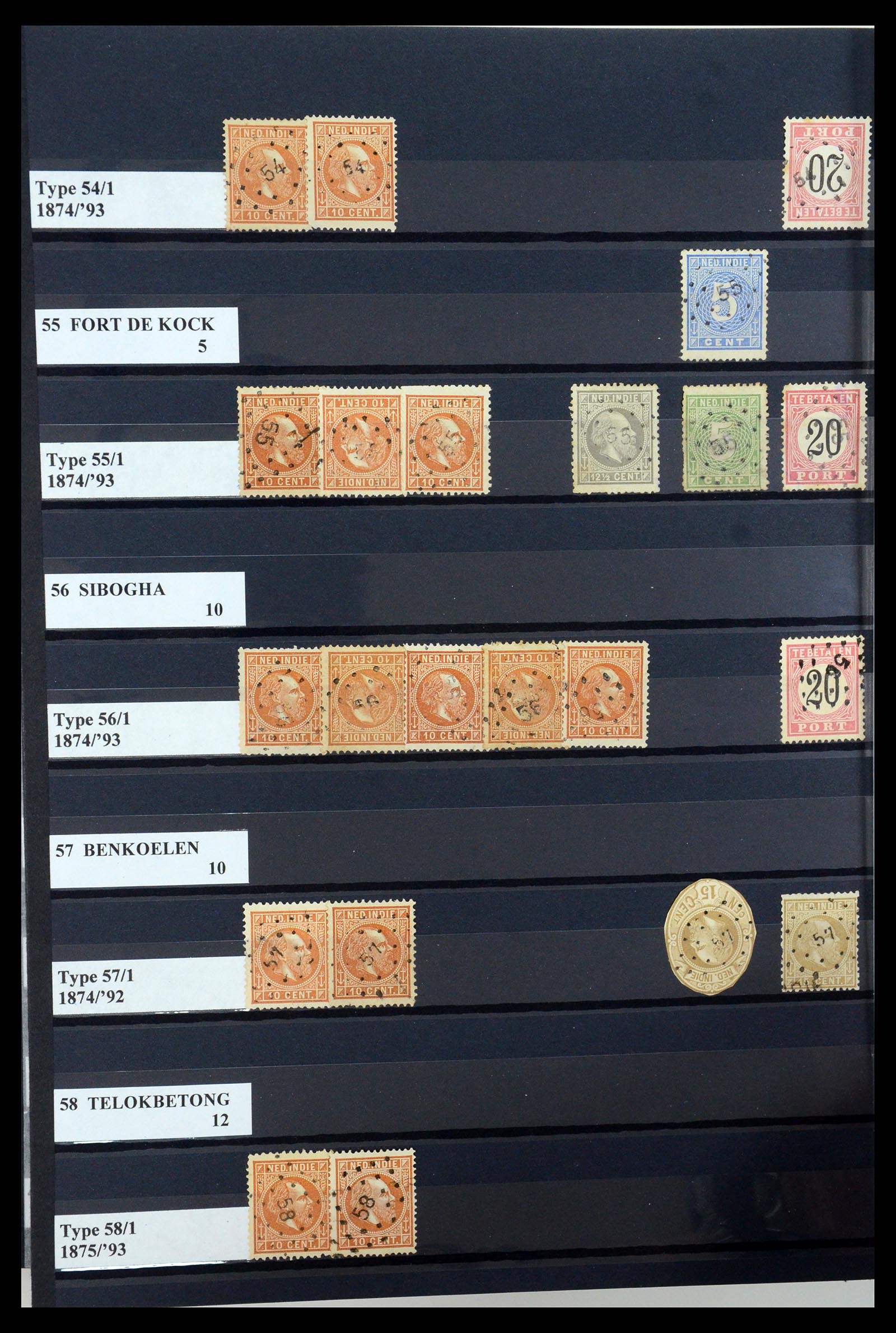 35602 020 - Stamp Collection 35602 Dutch east Indies numeral cancels.