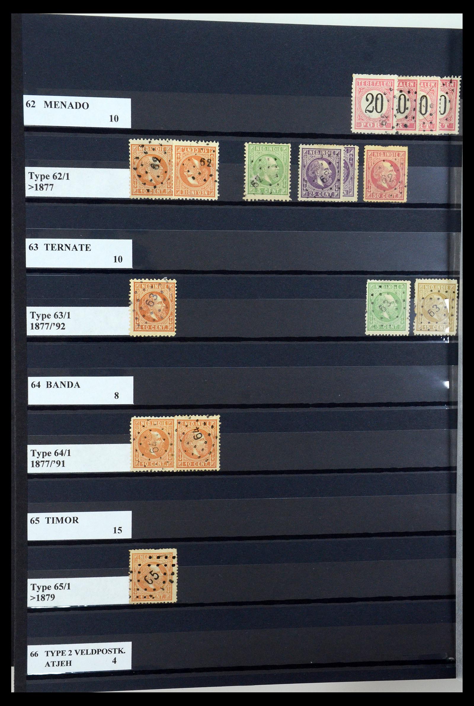 35602 022 - Stamp Collection 35602 Dutch east Indies numeral cancels.