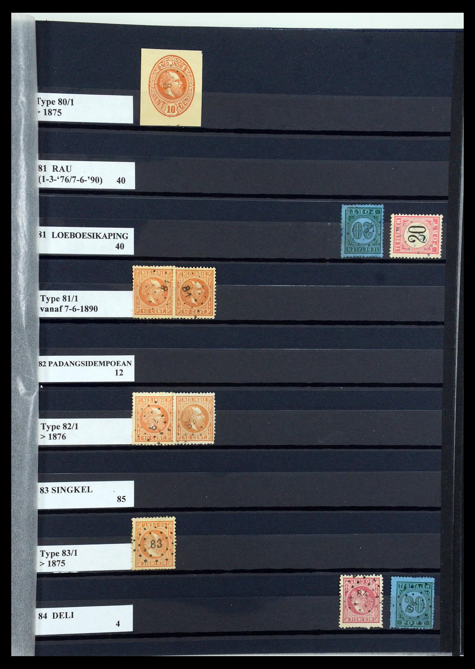 35602 027 - Stamp Collection 35602 Dutch east Indies numeral cancels.