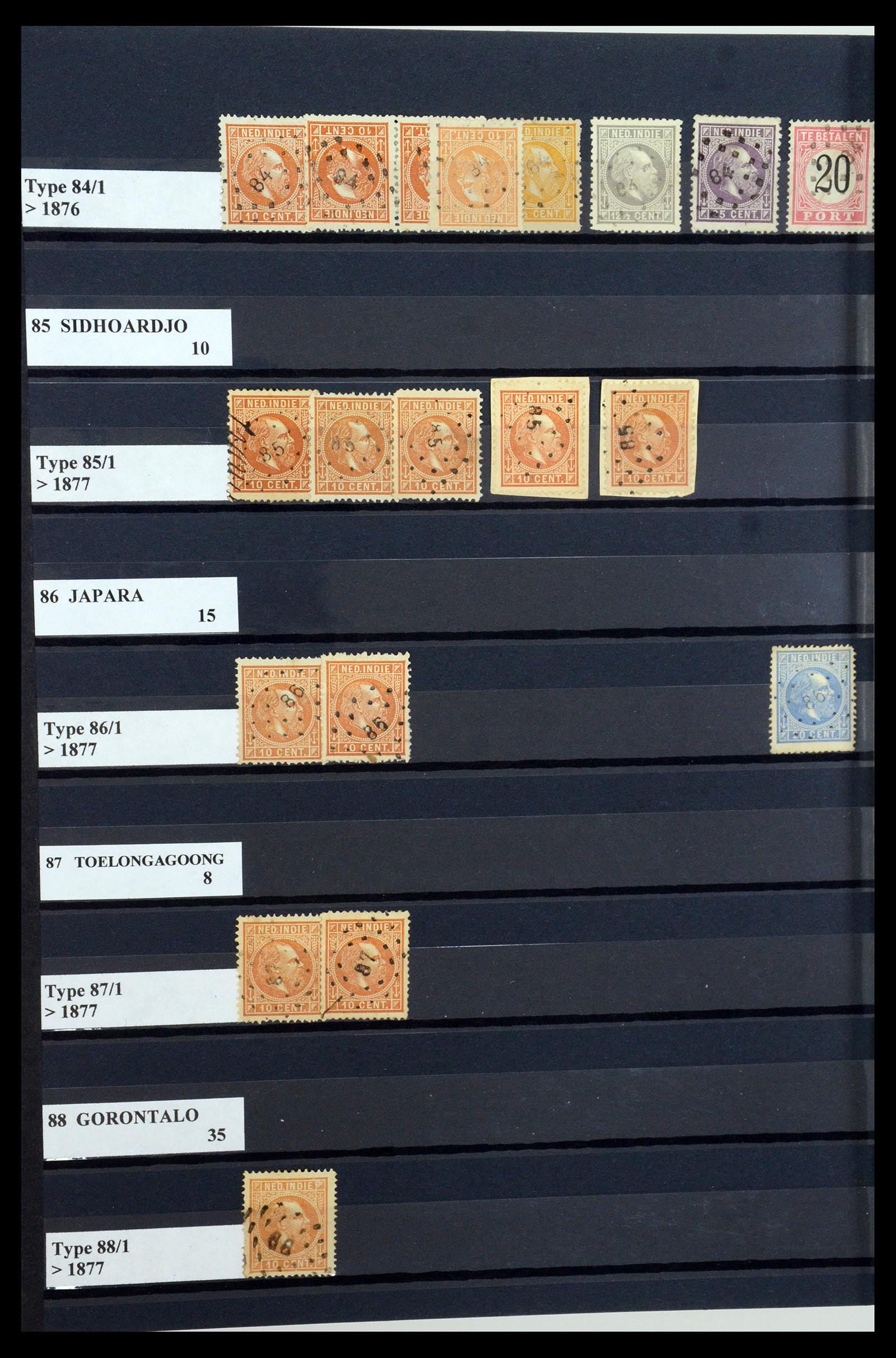 35602 028 - Stamp Collection 35602 Dutch east Indies numeral cancels.