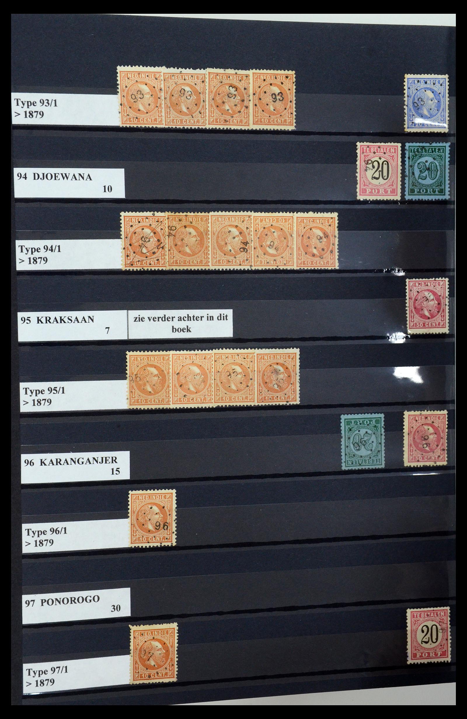 35602 030 - Stamp Collection 35602 Dutch east Indies numeral cancels.