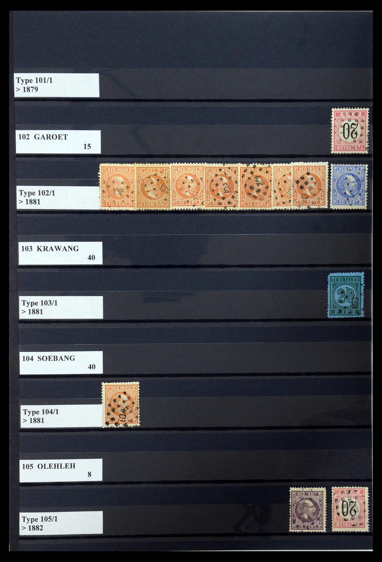35602 032 - Stamp Collection 35602 Dutch east Indies numeral cancels.