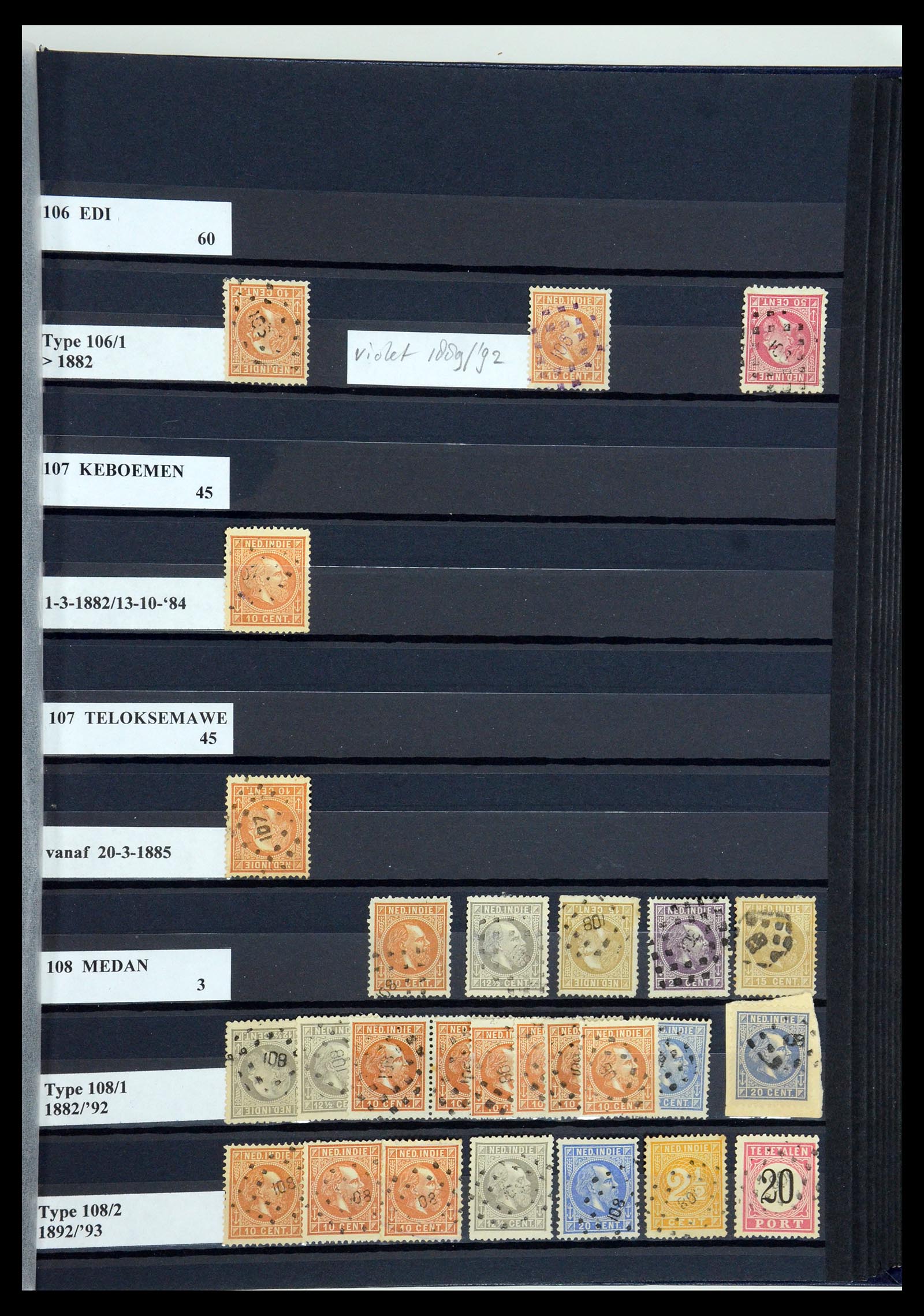 35602 033 - Stamp Collection 35602 Dutch east Indies numeral cancels.