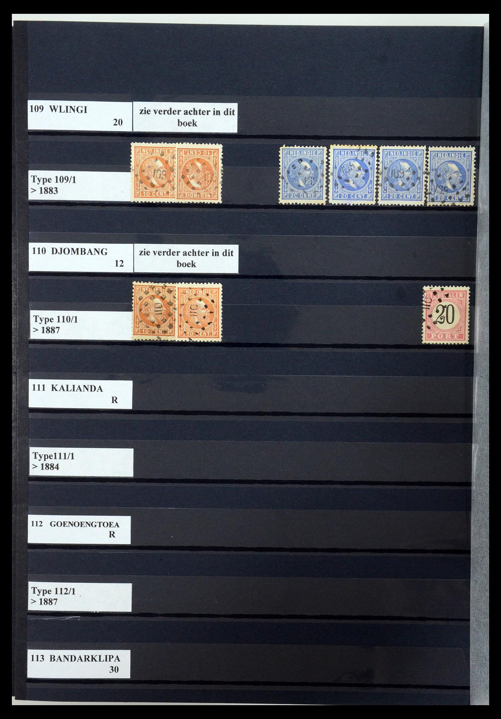 35602 034 - Stamp Collection 35602 Dutch east Indies numeral cancels.