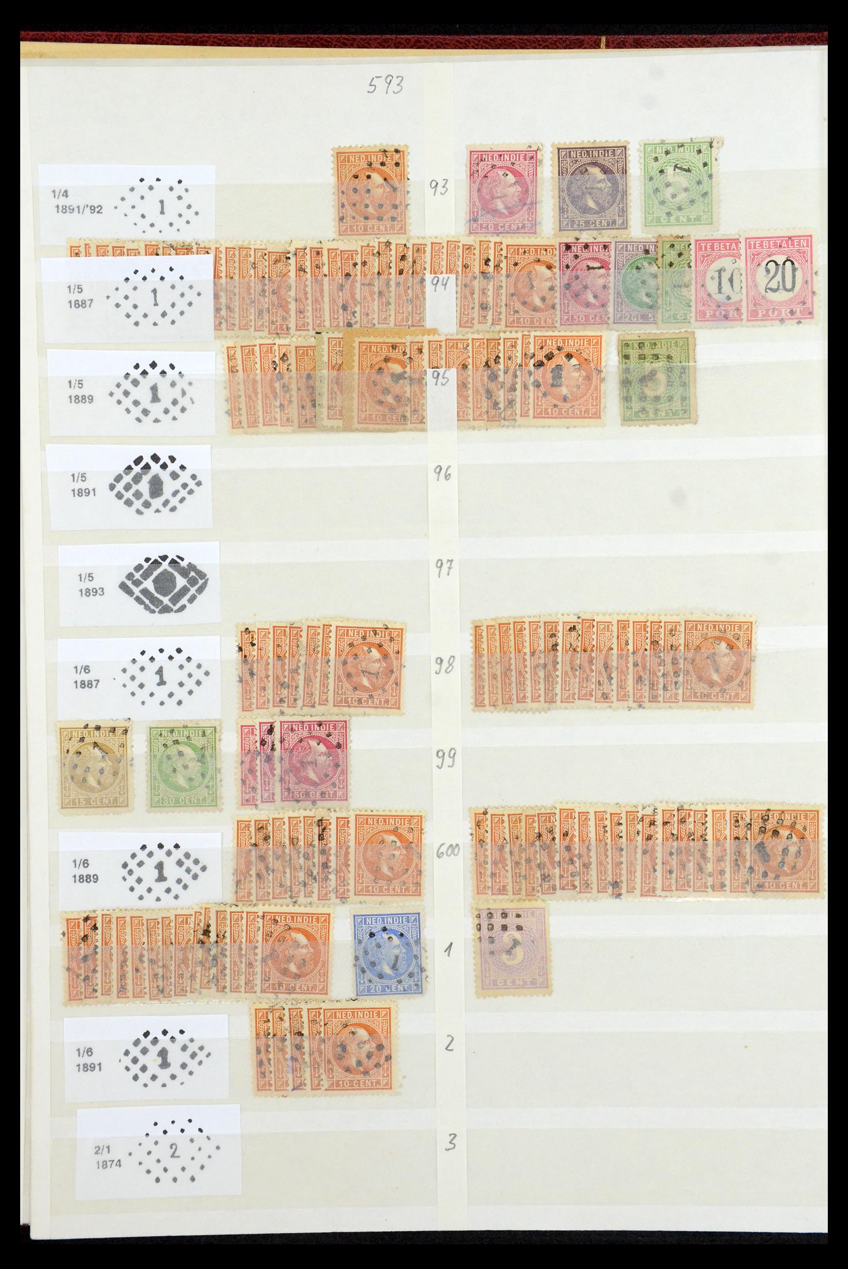 35609 002 - Stamp Collection 35609 Dutch east Indies numeral cancels.