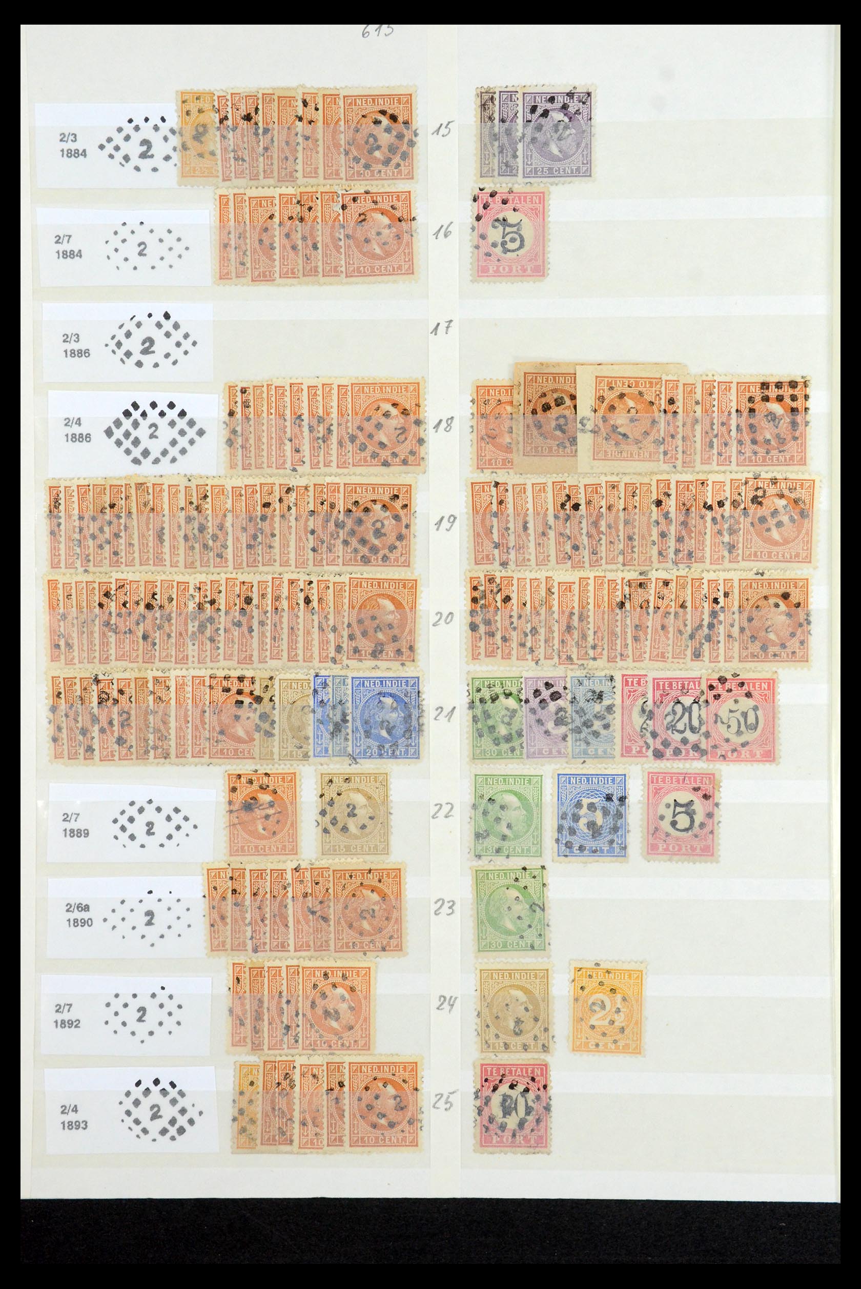 35609 004 - Stamp Collection 35609 Dutch east Indies numeral cancels.