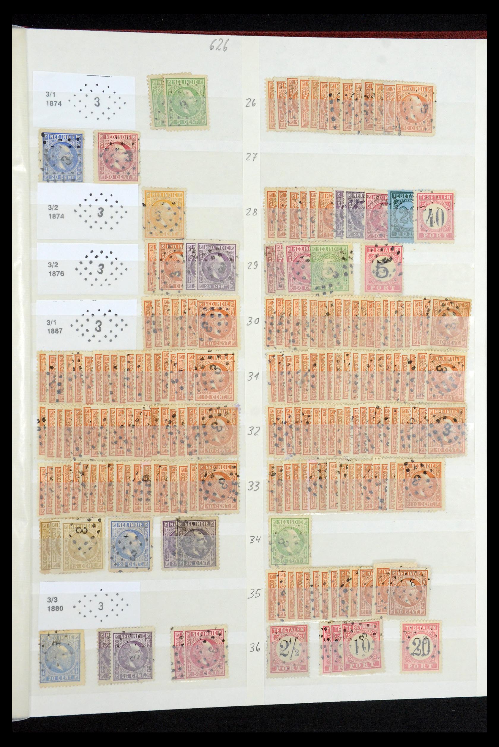 35609 005 - Stamp Collection 35609 Dutch east Indies numeral cancels.