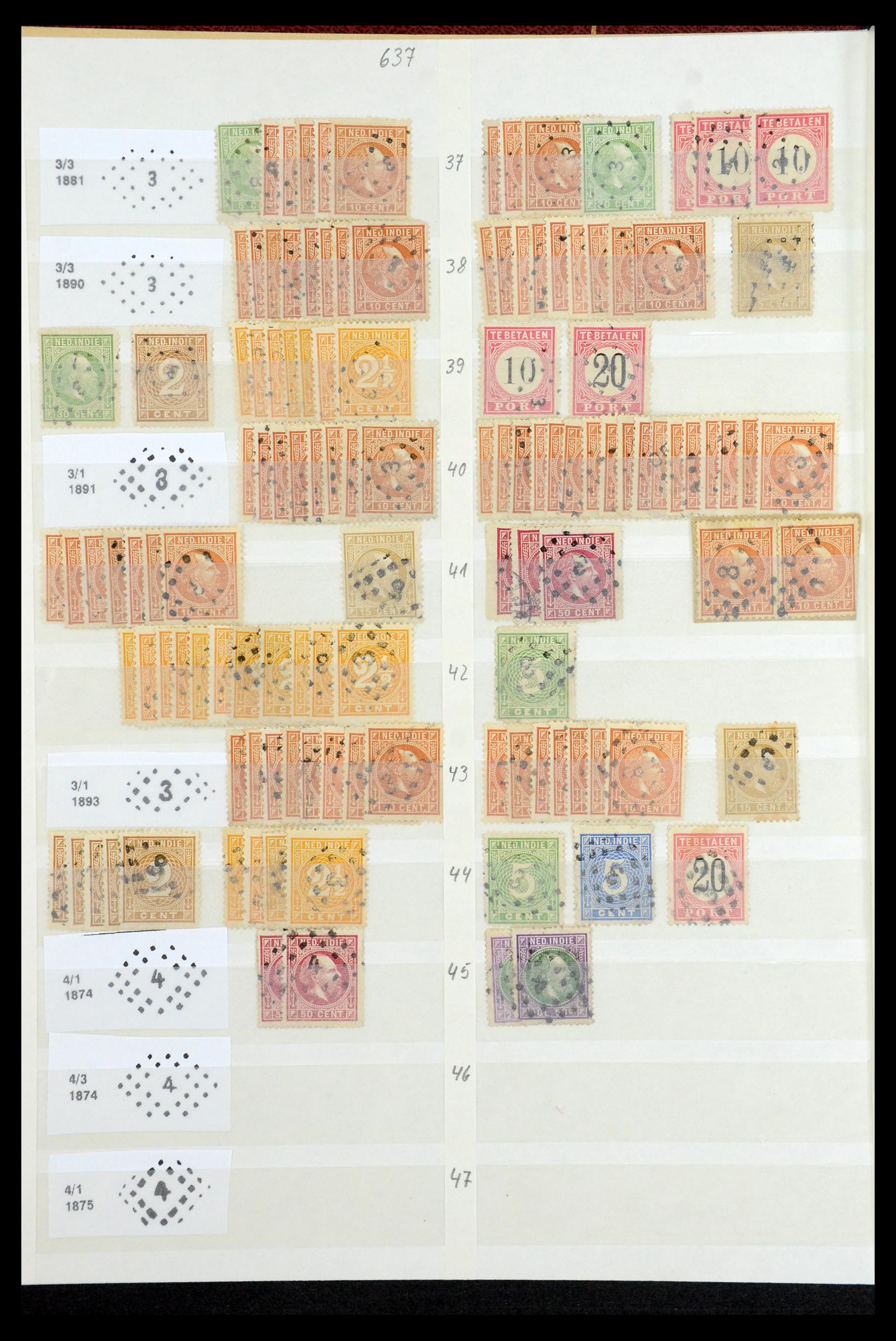35609 006 - Postzegelverzameling 35609 Nederlands Indië puntstempels.