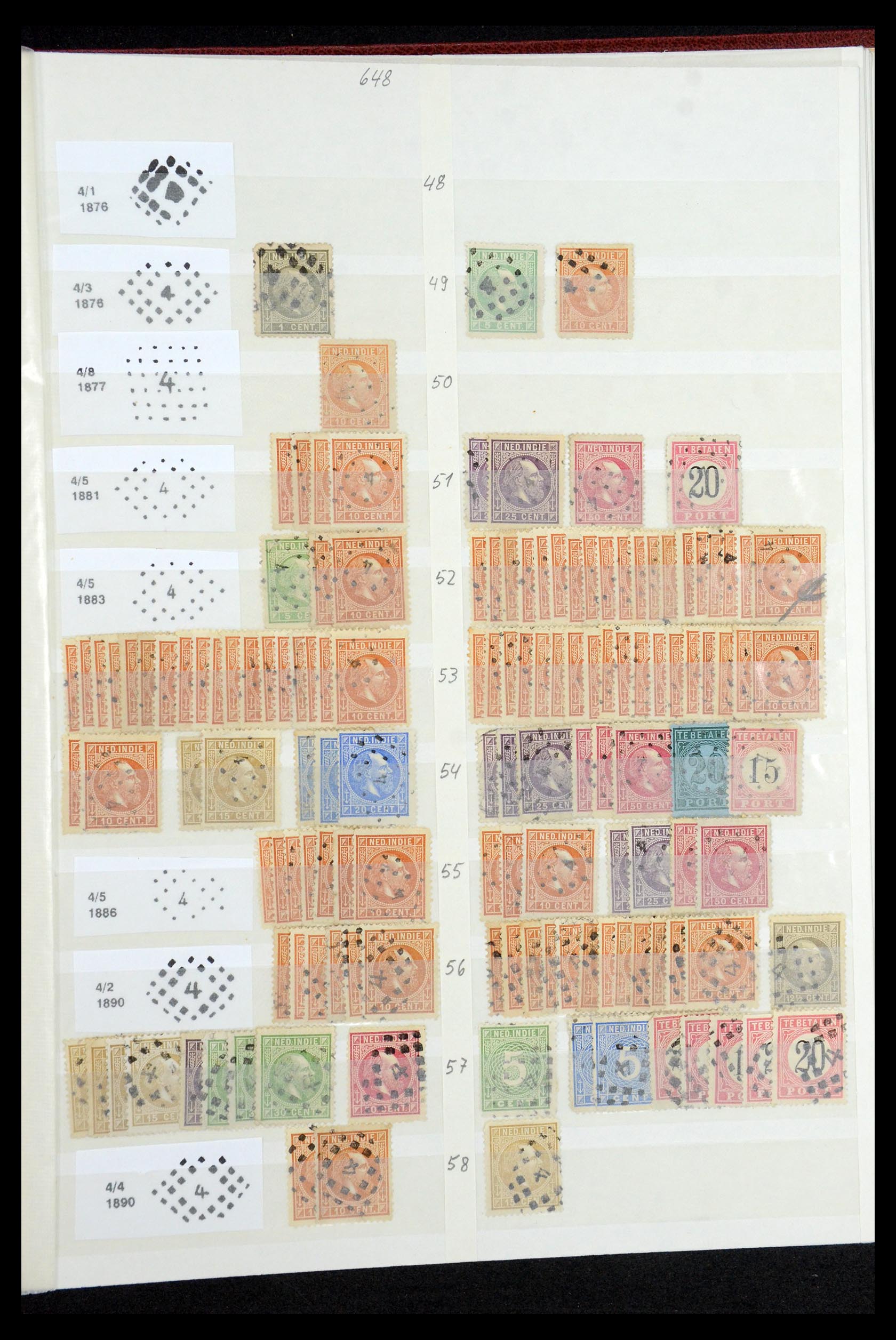 35609 007 - Postzegelverzameling 35609 Nederlands Indië puntstempels.
