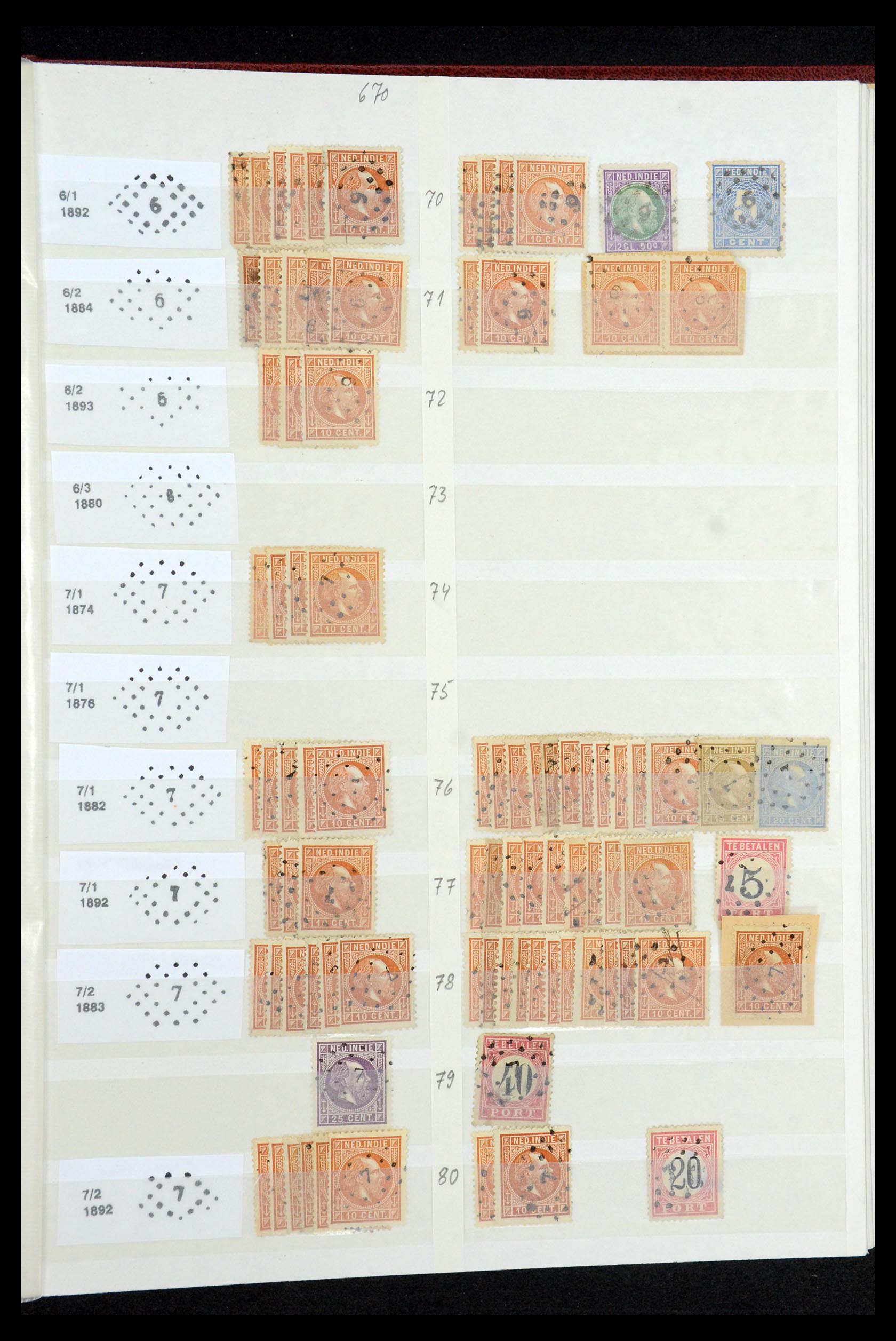 35609 009 - Stamp Collection 35609 Dutch east Indies numeral cancels.