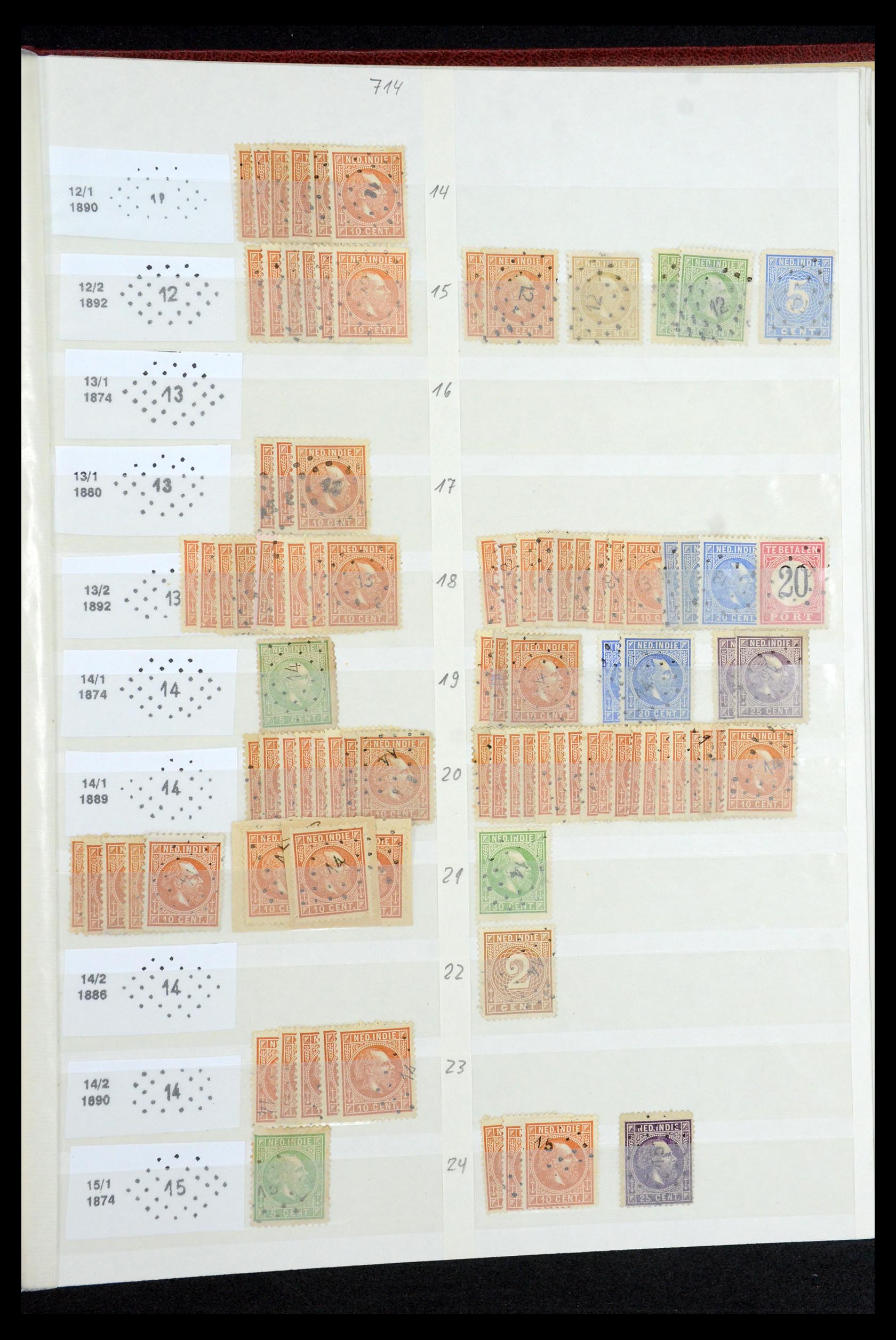 35609 013 - Postzegelverzameling 35609 Nederlands Indië puntstempels.