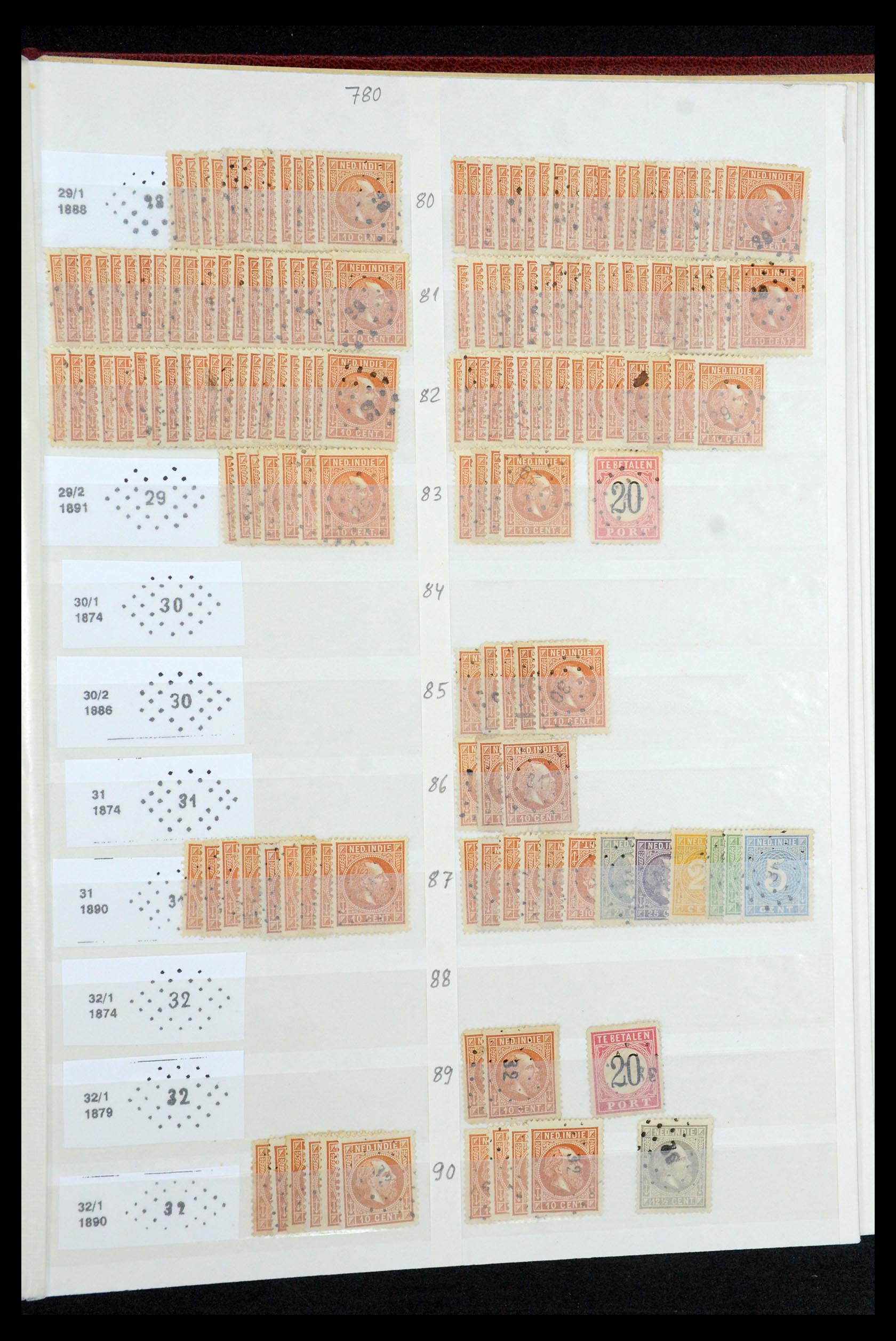 35609 019 - Postzegelverzameling 35609 Nederlands Indië puntstempels.