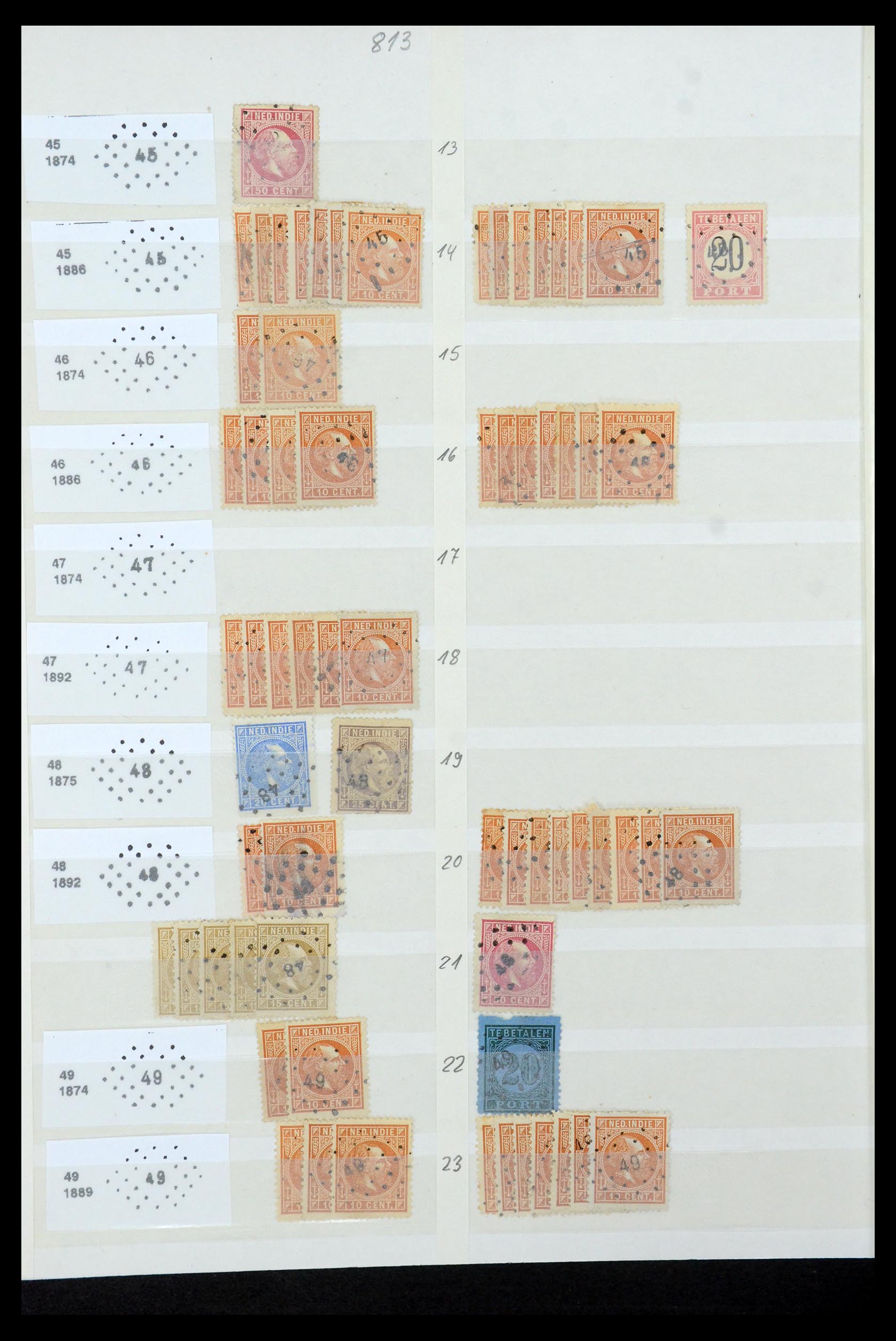 35609 022 - Stamp Collection 35609 Dutch east Indies numeral cancels.