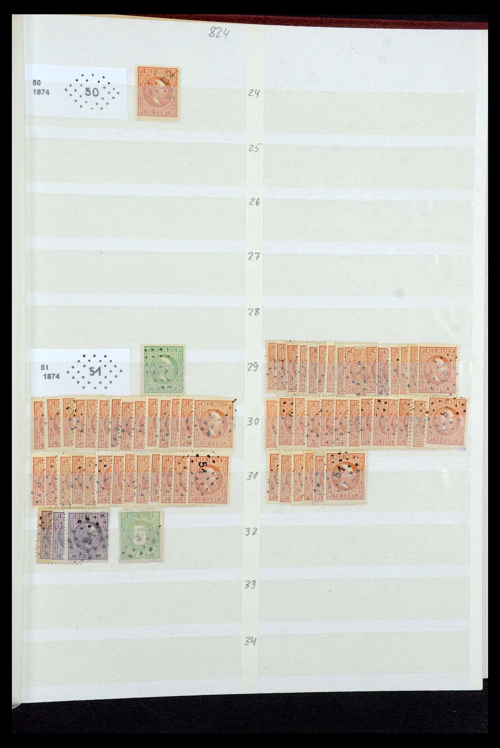 35609 023 - Postzegelverzameling 35609 Nederlands Indië puntstempels.