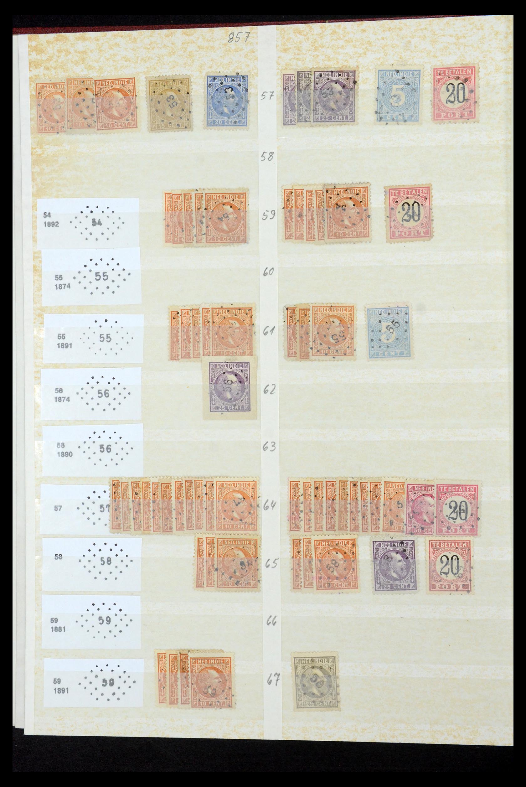 35609 026 - Postzegelverzameling 35609 Nederlands Indië puntstempels.