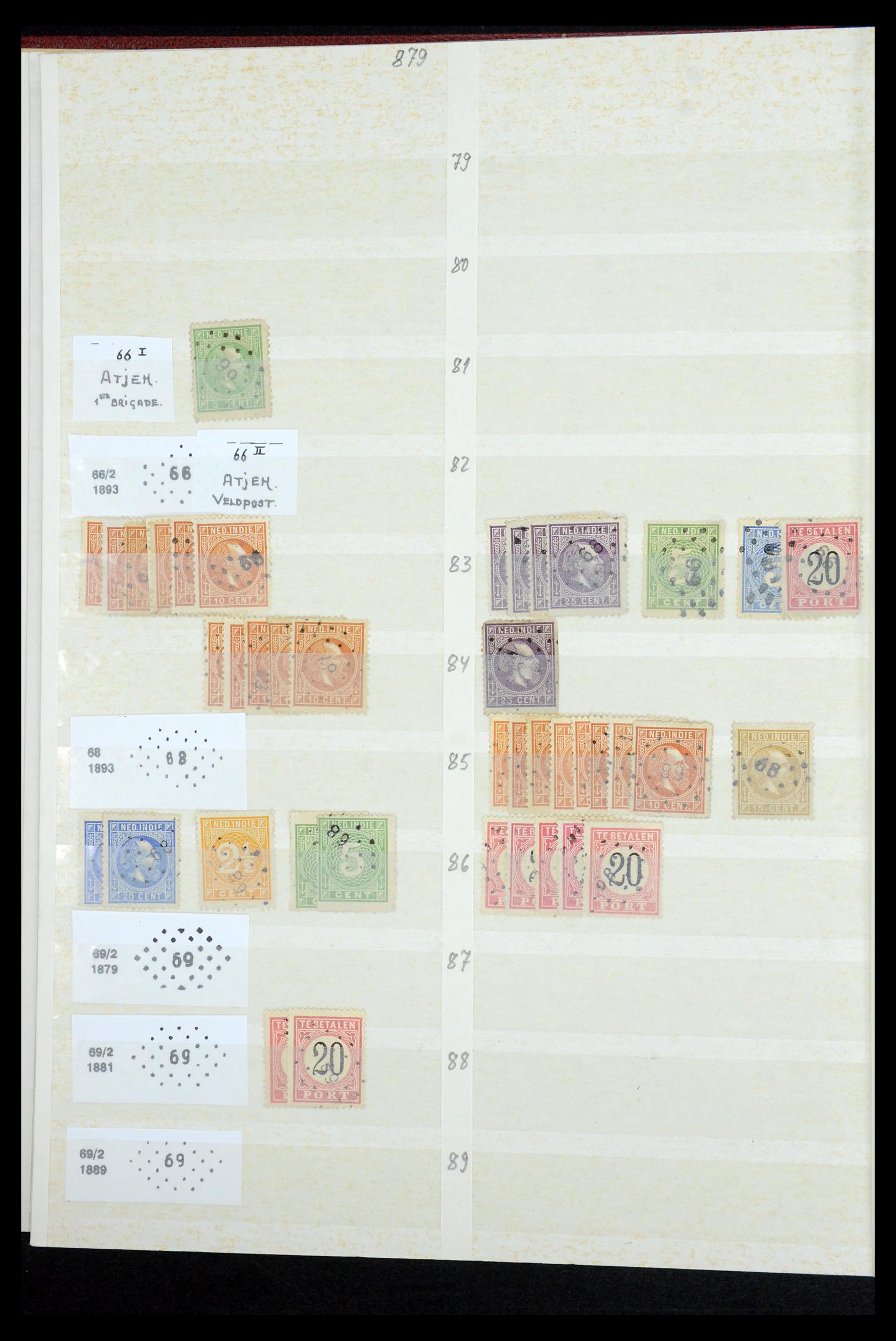 35609 028 - Postzegelverzameling 35609 Nederlands Indië puntstempels.