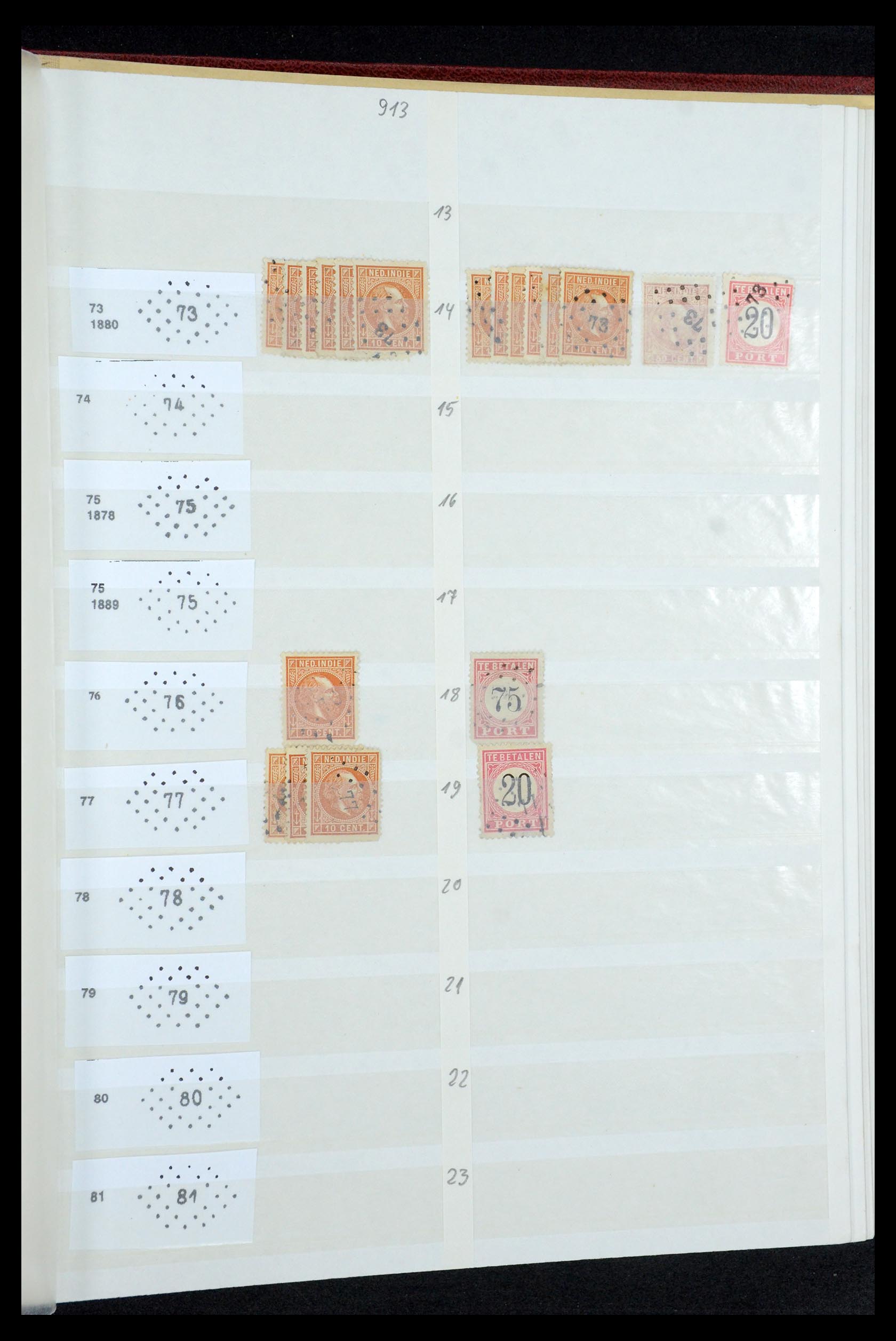 35609 031 - Postzegelverzameling 35609 Nederlands Indië puntstempels.