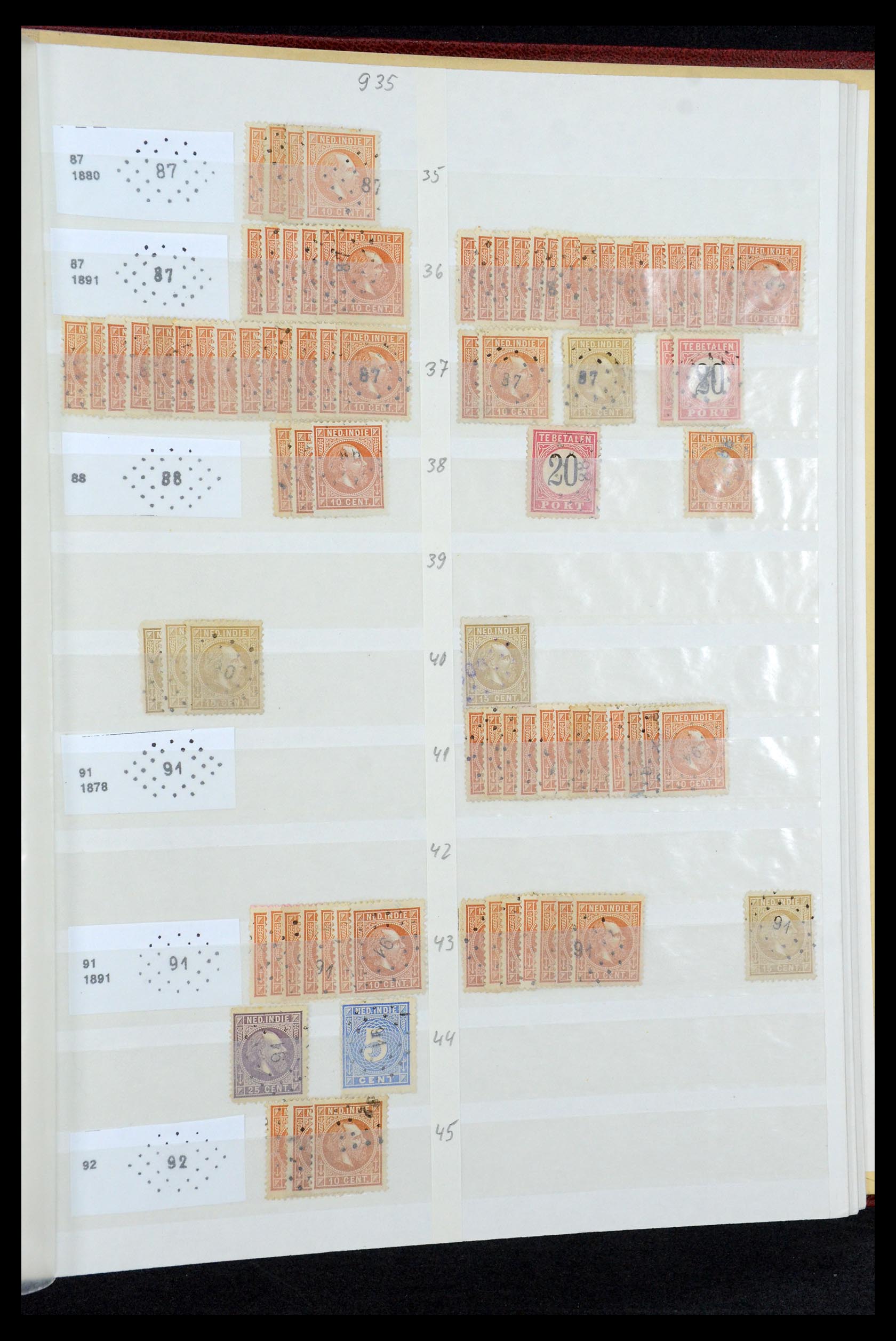 35609 033 - Postzegelverzameling 35609 Nederlands Indië puntstempels.