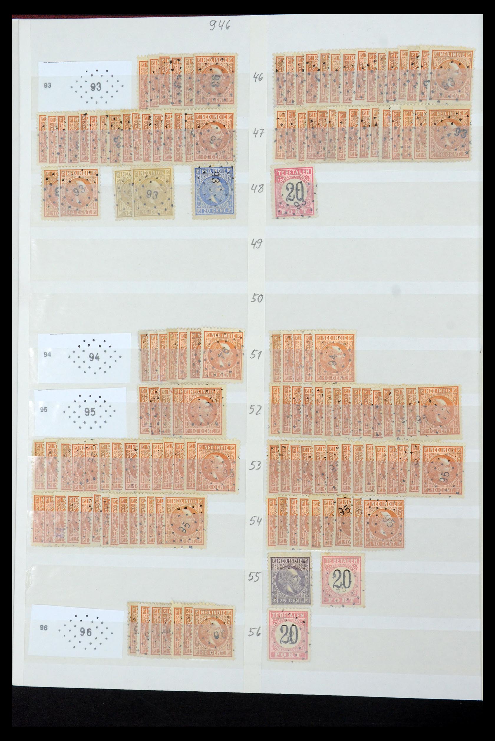 35609 034 - Stamp Collection 35609 Dutch east Indies numeral cancels.